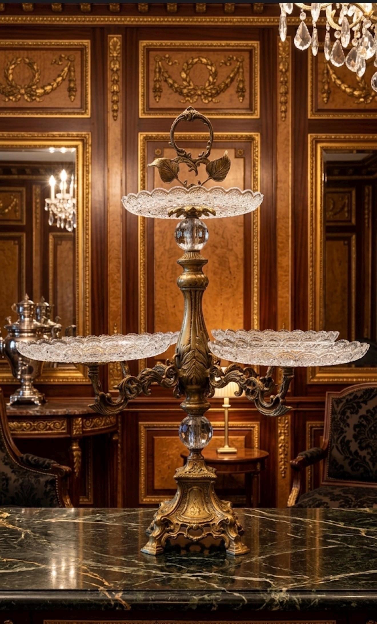 Vintage French Crystal & Gilt Bronze Five-Tier: COMING SOON Limited Availability - Reserve Now - Contact Us for Early Purchase Opportunities Perfect For - Luxury dining rooms - French Country interiors - Rococo & Baroque decor - Grand centerpieces 