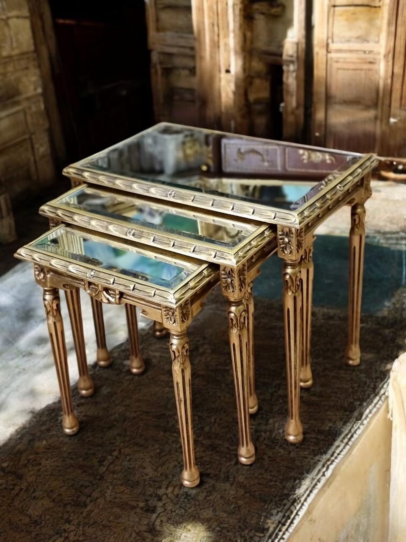 Vintage French Louis XVI Gilt Nesting Tables (1 of 3)