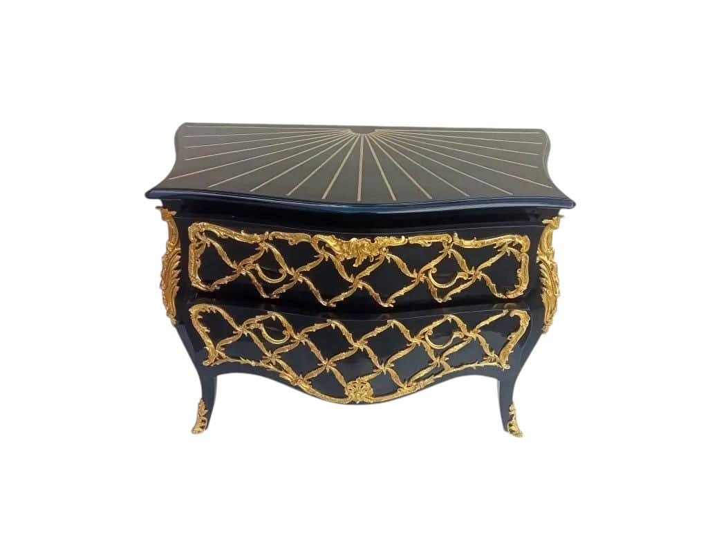 Handcrafted French Louis XV Black & Gold Bombe (1 of 7)