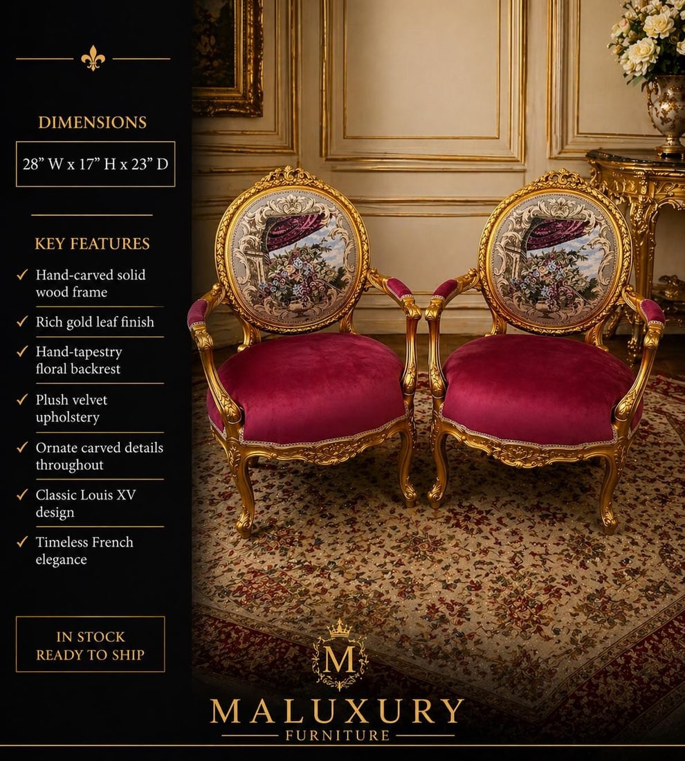 Pair of Louis XVI Fauteuil Armchairs: CONDITION NOTE-AS IS This set is in excellent overall condition. Minor signs of normal wear, handling, or light imperfections may be present, which are expected and are not considered defects. DIMENSI
