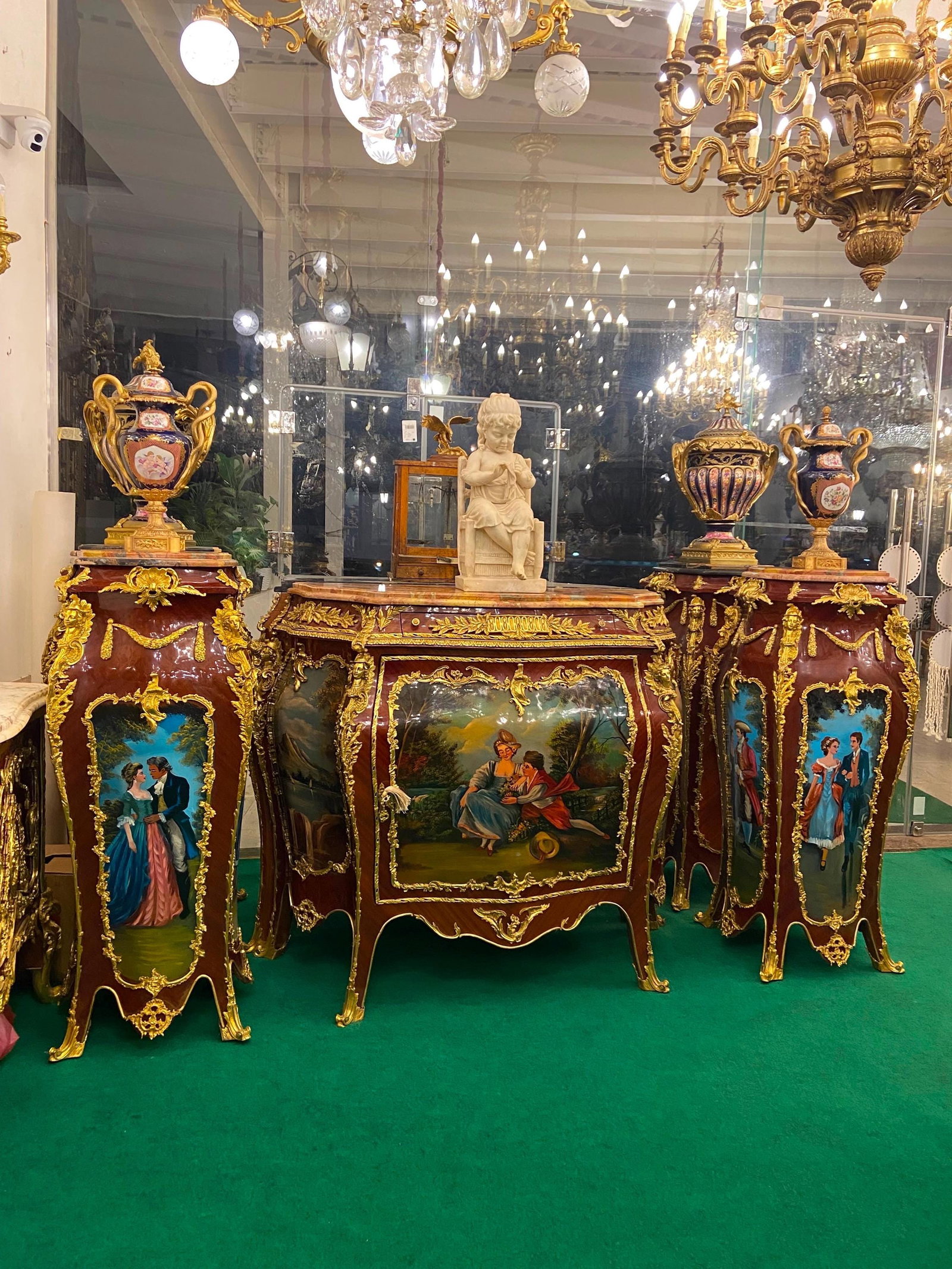 Louis XV Buffet Cabinet Set with Pedestals: COMING SOON - RESERVE NOW ONE & ONLY ONE SET AVAILABLE ETA mid October Reserve this handcrafted masterpiece today to secure the only available set before it's gone. Once sold, this exclusive