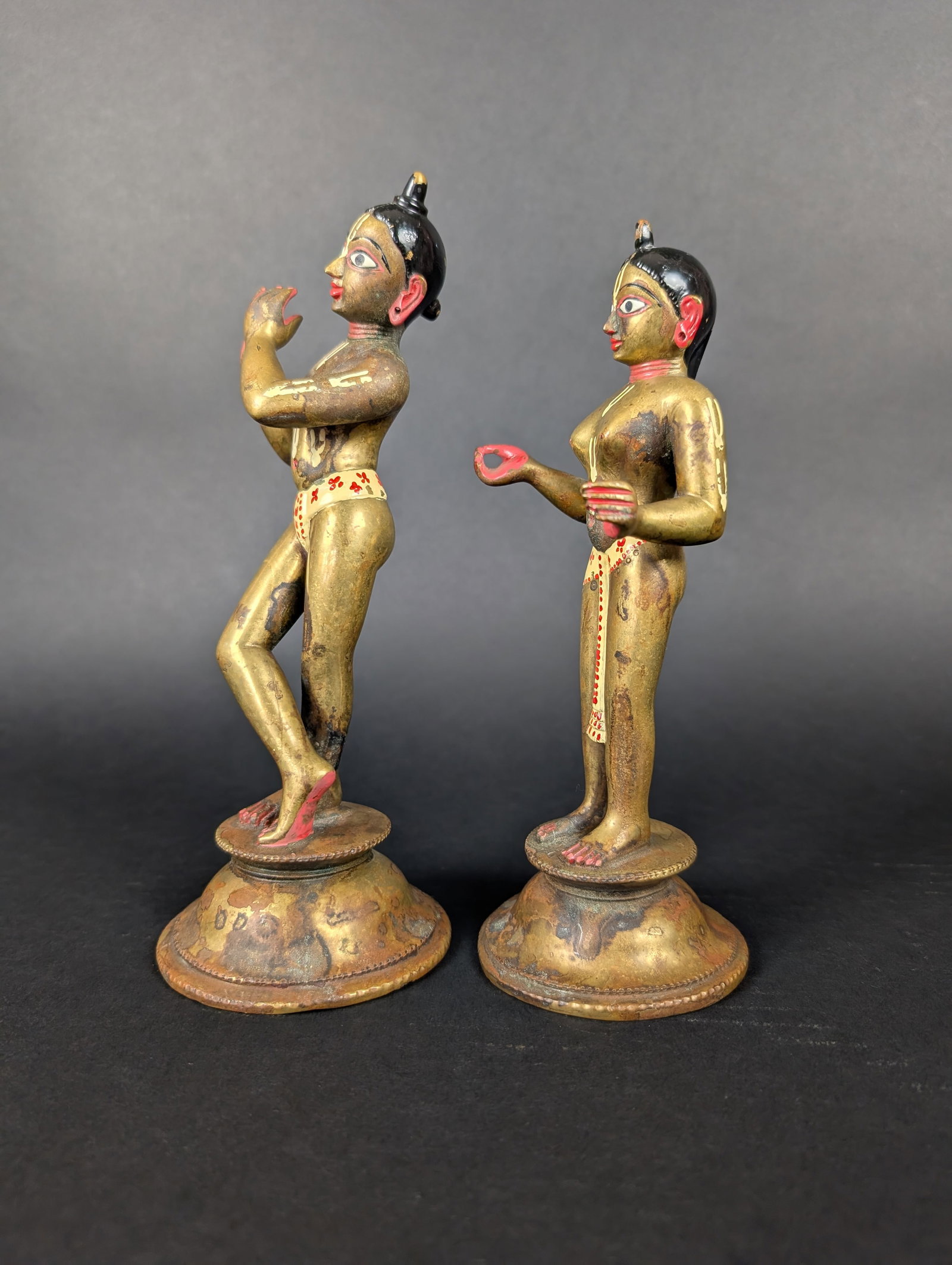 Radha Krishna, matched painted pair - 2