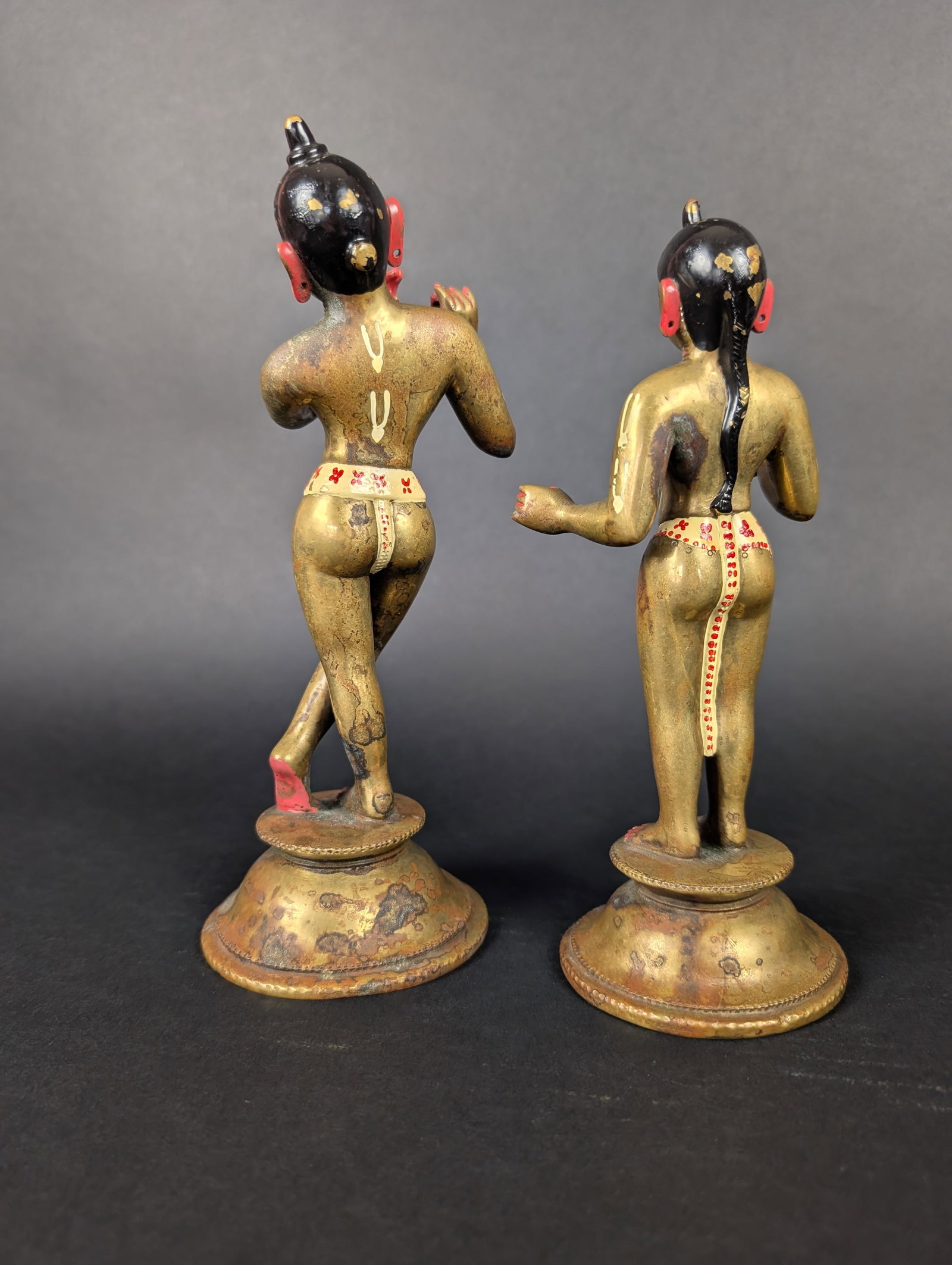 Radha Krishna, matched painted pair - 3