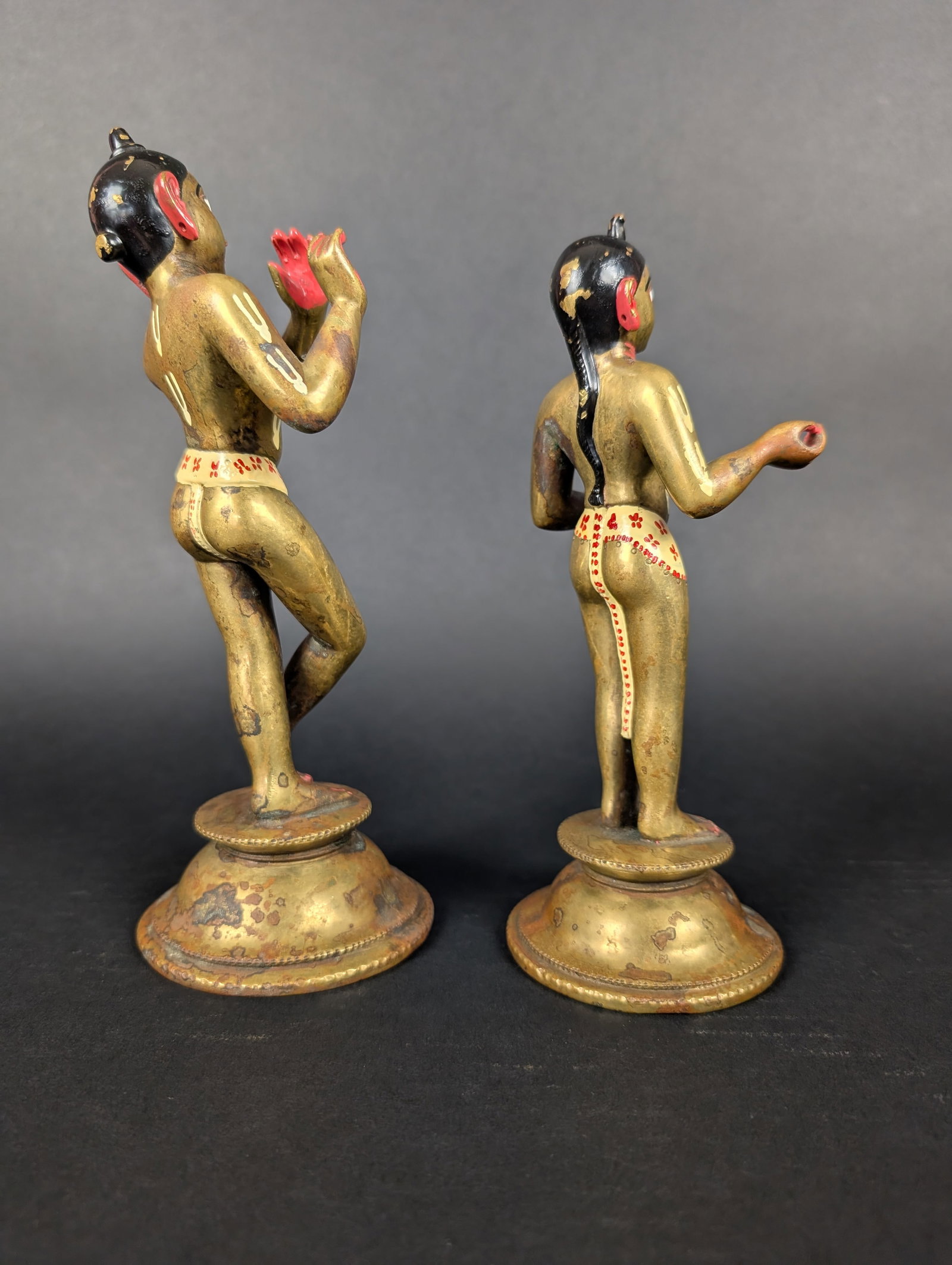Radha Krishna, matched painted pair - 4
