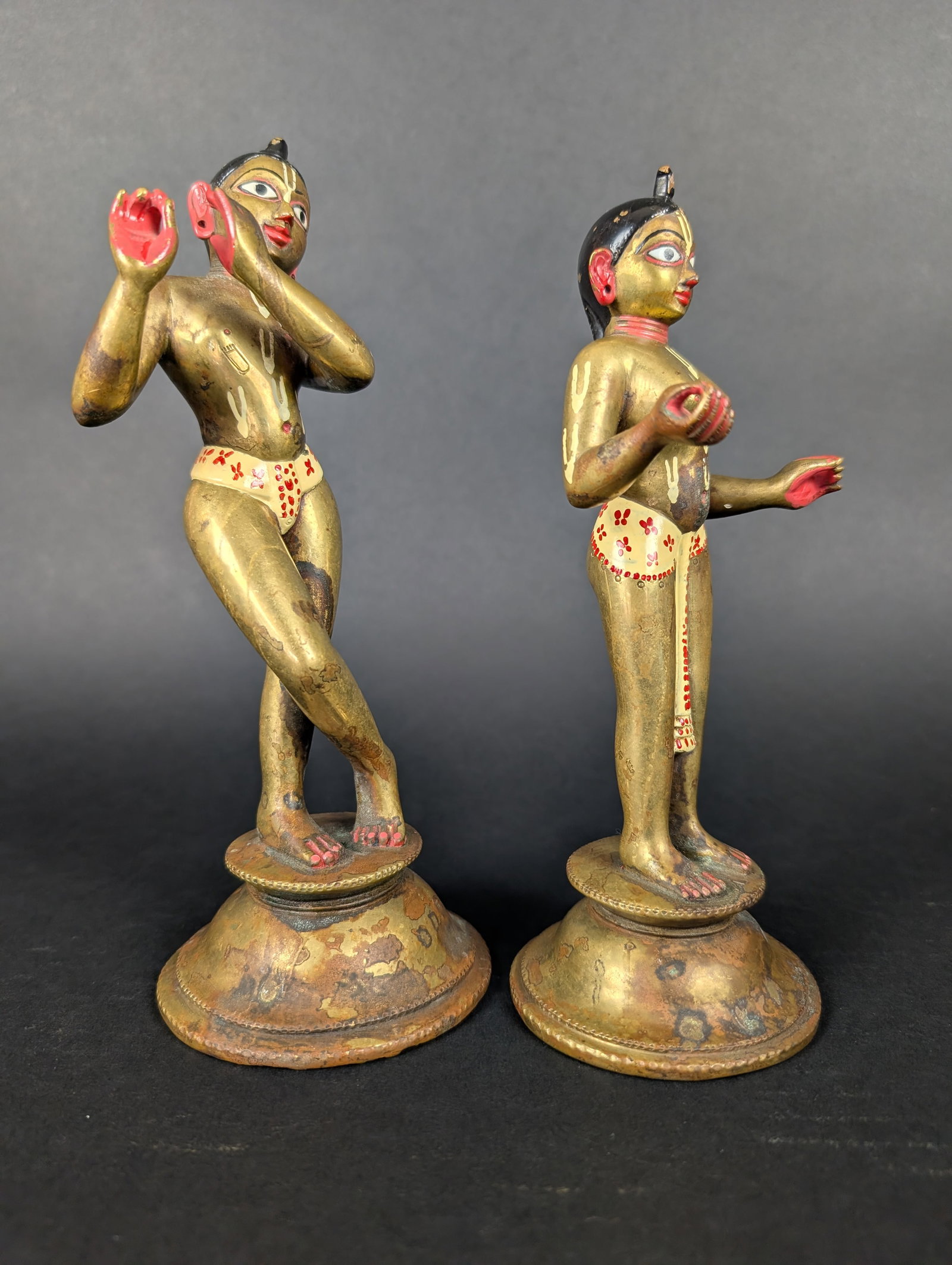 Radha Krishna, matched painted pair - 5