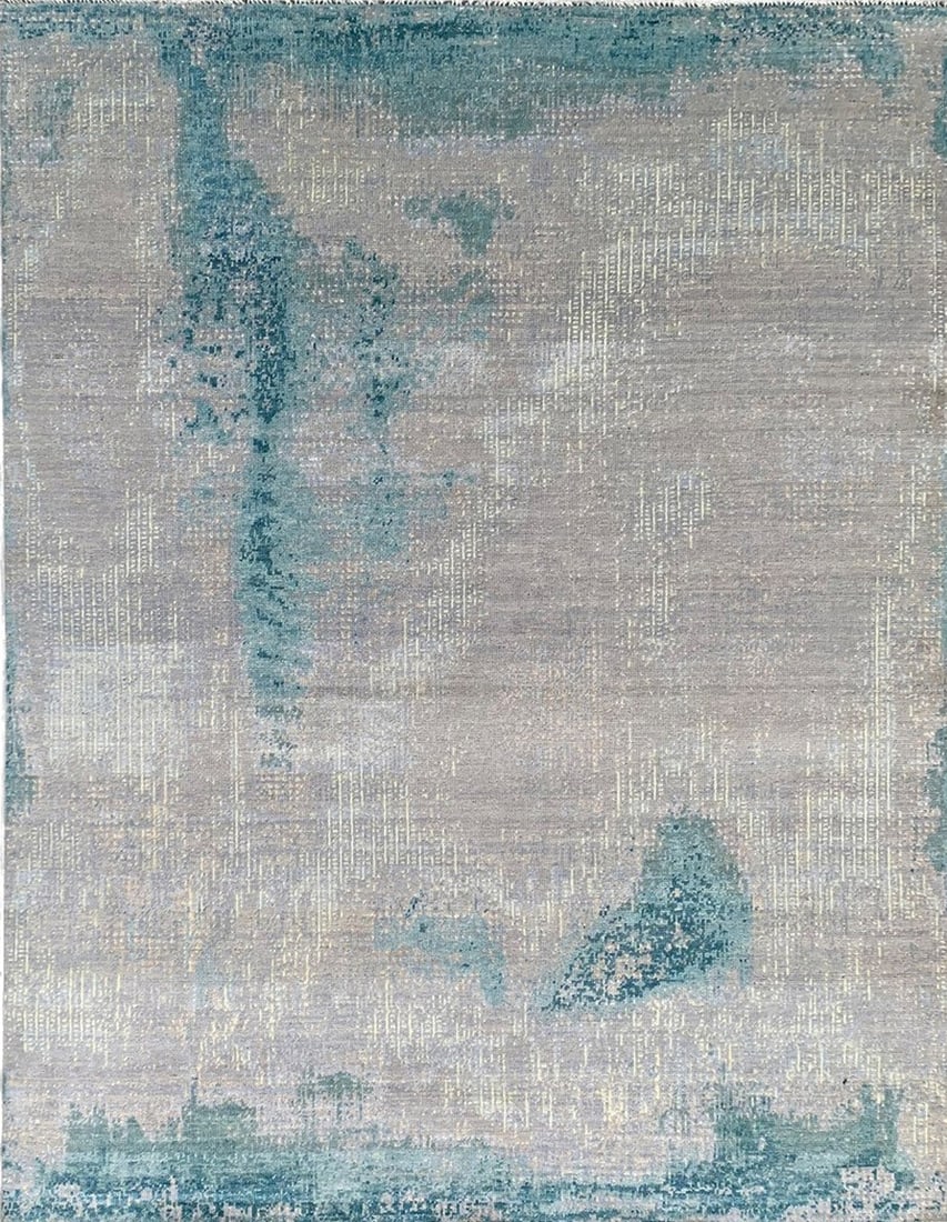 Traditional Knot Wool Area Rug 9' x 12', Gray: Traditional Knot area rug, wool in gray tones, brand new, approximately 9' x 12' (108 x 144 inches, 0.5-inch pile), a room-anchoring 9x12 size. In a hand-knotted wool construction at 9x12, that adapta