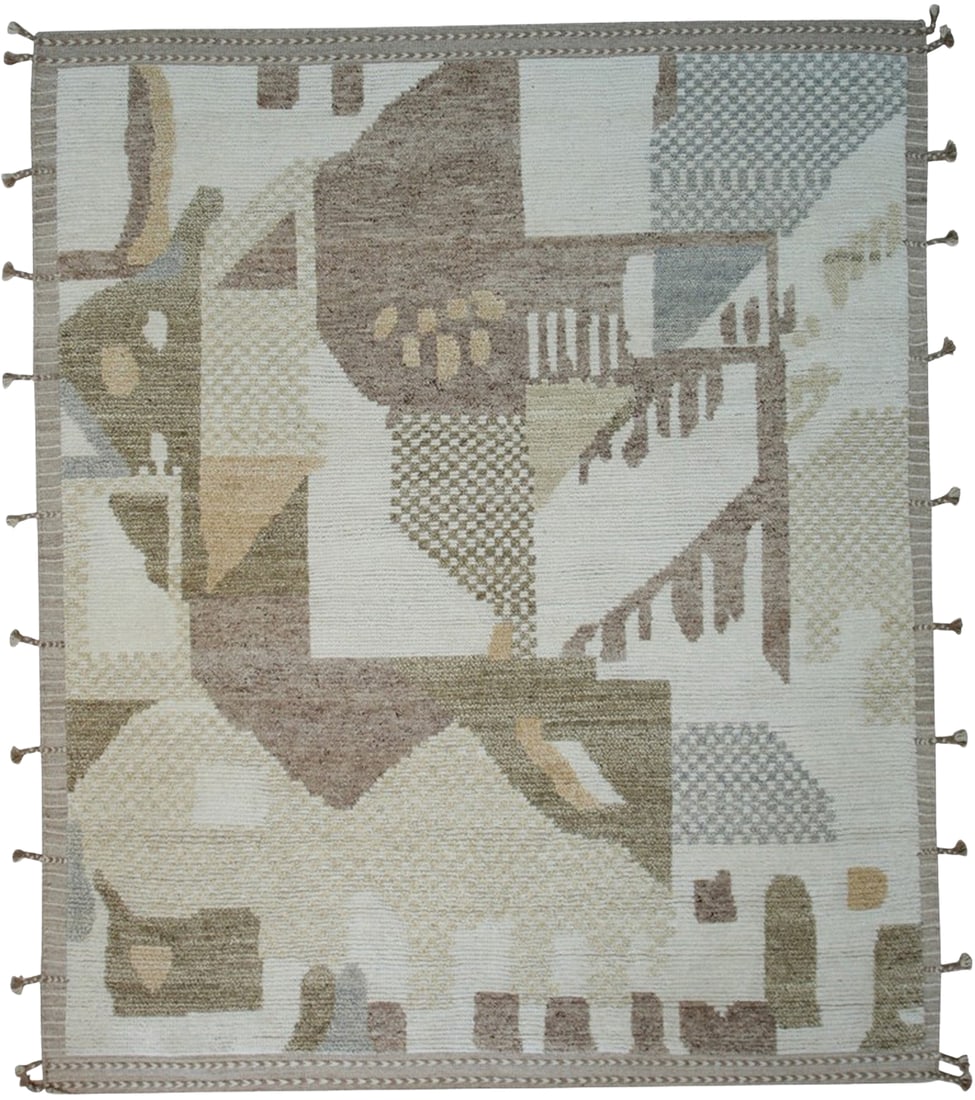 Hand Spun Wool Area Rug 8' x 10', Multicolored: Hand Spun Wool area rug in multicolored tones, brand new, approximately 8' x 10' (96 x 120 inches, 0.5-inch pile), a versatile 8x10 size. Traditional oriental motifs rendered in a multicolor palette r