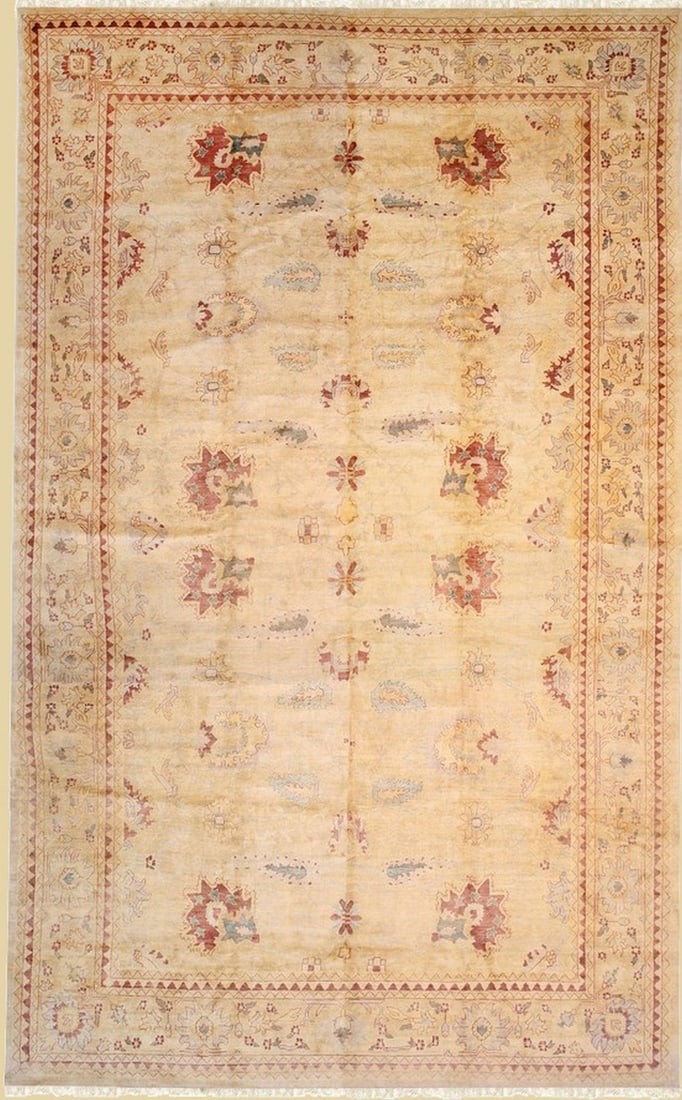 Oriental Hand-Knotted Wool Area Rug 12'9 x 20'5, Beige (1 of 6)