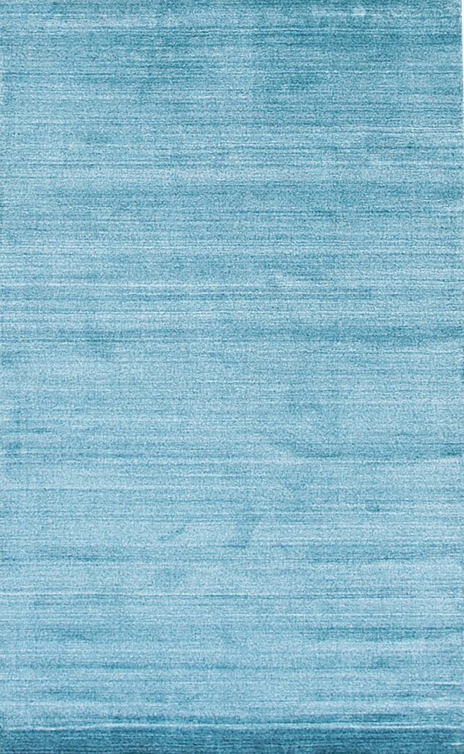 Urban Handmade Wool & Viscose Area Rug 5' x 8', Blue: Urban area rug, handmade in wool & viscose, in blue tones, brand new, approximately 5' x 8' (60 x 96 inches, 0.5-inch pile), a versatile 5x8 size. Washed blues move through an urban abstract design ov