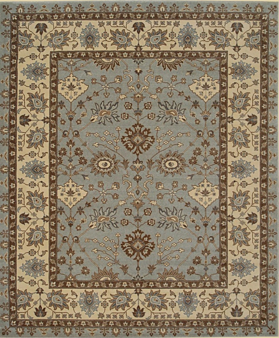 Oushak Handmade Wool Runner Rug 2'6 x 9'10, Lt.Blue: Oushak runner rug, handmade in wool, in lt.blue tones, brand new, approximately 2'6 x 9'10 (24 x 120 inches, 0.5-inch pile), a long 10 ft hallway runner. The Artisan Oushak Light Blue features an intr