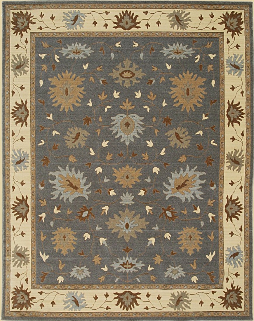 Oushak Handmade Wool Area Rug 7'10 x 9'10, Dk.Gray: Oushak area rug, handmade in wool, in dk.gray tones, brand new, approximately 7'10 x 9'10 (96 x 120 inches, 0.5-inch pile), a versatile 8x10 size. Oushak-style rugs have a way of pulling together room