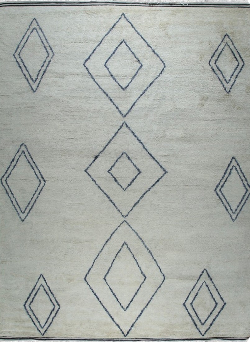 Moroccan Hand-Knotted Wool Area Rug 8' x 10', Ivory (1 of 9)