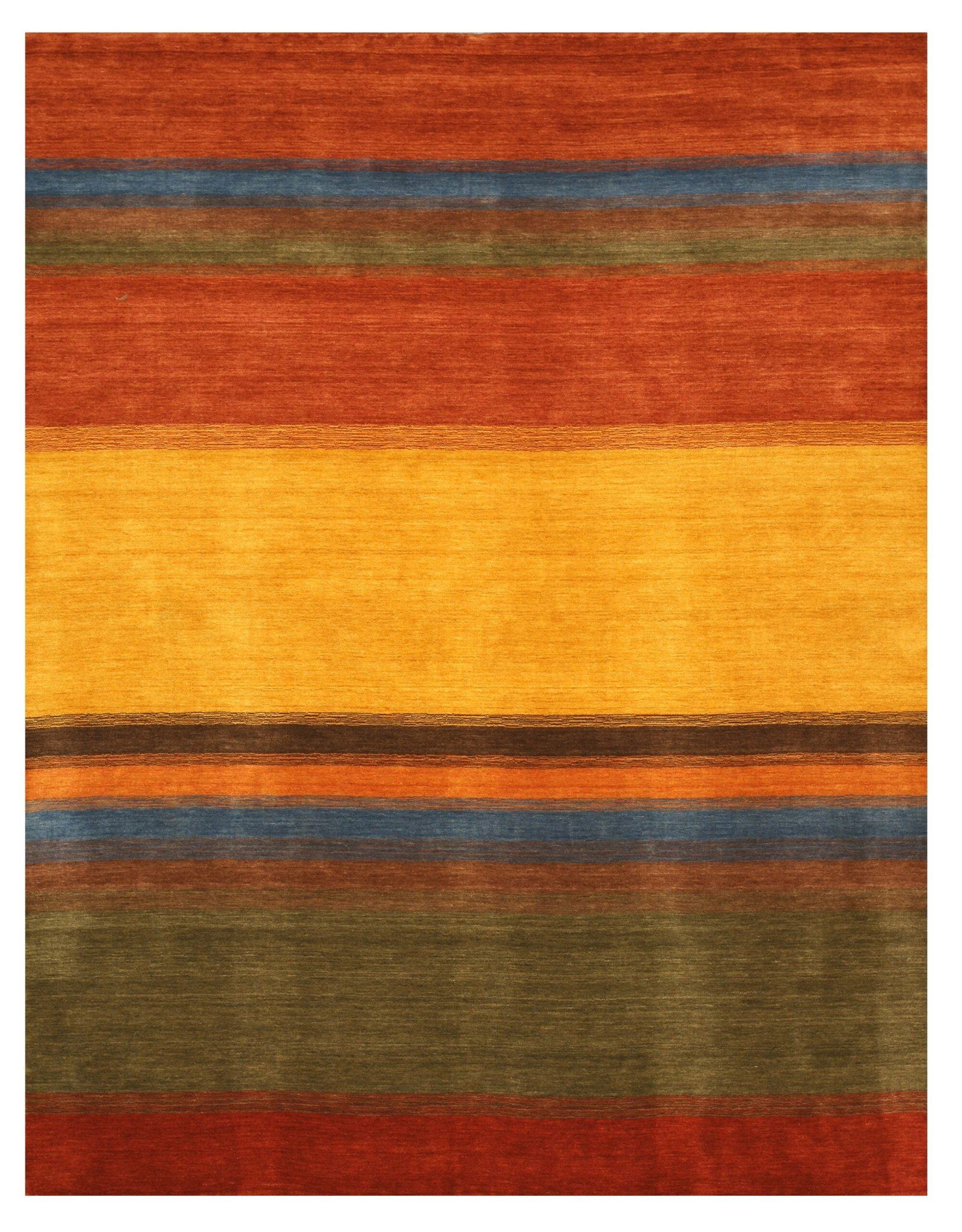 Gabbeh Handmade Wool Area Rug 10' x 14', Multicolored: Gabbeh area rug, handmade in wool, in multicolored tones, brand new, approximately 10' x 14' (120 x 168 inches, 0.5-inch pile), a room-anchoring 10x14 size. The Gabbeh style comes from the thick-piled