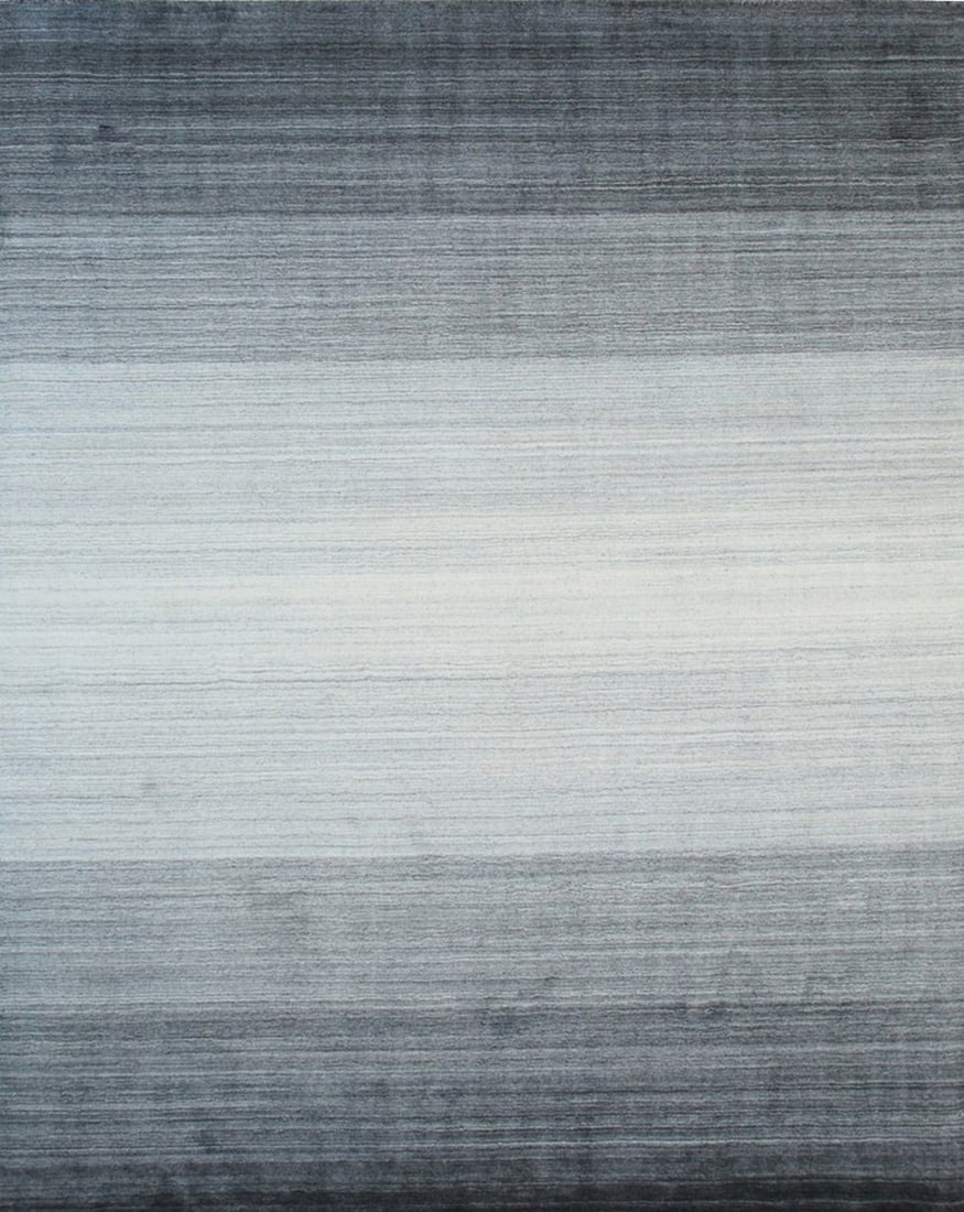 Rainbow Loom Wool Area Rug 8' x 10', Charcoal: Rainbow Loom area rug, handloomed in wool, in charcoal tones, brand new, approximately 8' x 10' (96 x 120 inches, 0.5-inch pile), a versatile 8x10 size. Made in India and sold by Eastern Oriental Rugs