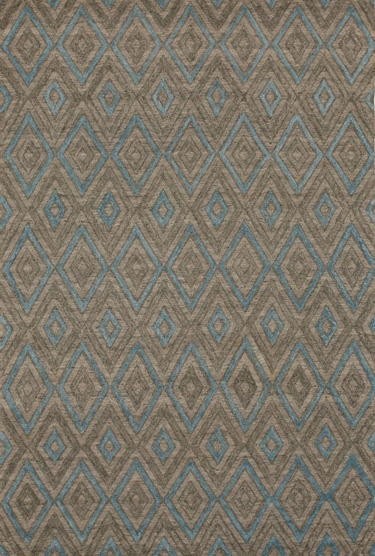 Raga Handmade Wool & Viscose Area Rug 9' x 12', Gray: Raga area rug, handmade in wool & viscose, in gray tones, brand new, approximately 9' x 12' (108 x 144 inches, 0.3-inch pile), a room-anchoring 9x12 size. The Timeless Trellis Gray brings that balance
