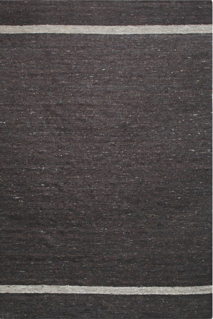 Natural Wool Flat Handwoven Area Rug 6' x 9', Brown: Natural Wool Flat area rug in brown tones, brand new, approximately 6' x 9' (72 x 108 inches, flatweave, 0.25-inch thick), a versatile 6x9 size. Brown in a flatweave format across a wide size range, t