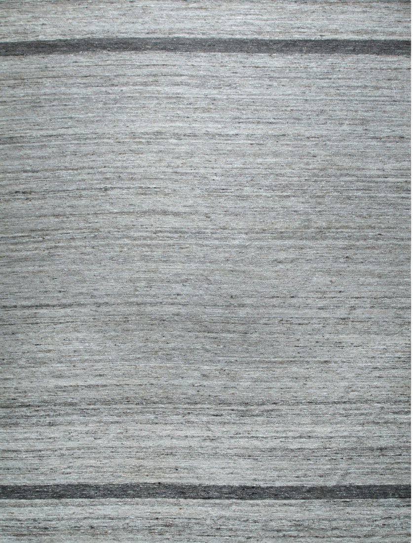 Natural Wool Flat Handwoven Rug 10' x 14', Light Gray: Natural Wool Flat area rug in light gray tones, brand new, approximately 10' x 14' (120 x 168 inches, flatweave, 0.25-inch thick), a room-anchoring 10x14 size. Light gray in a flatweave wool rug at 10
