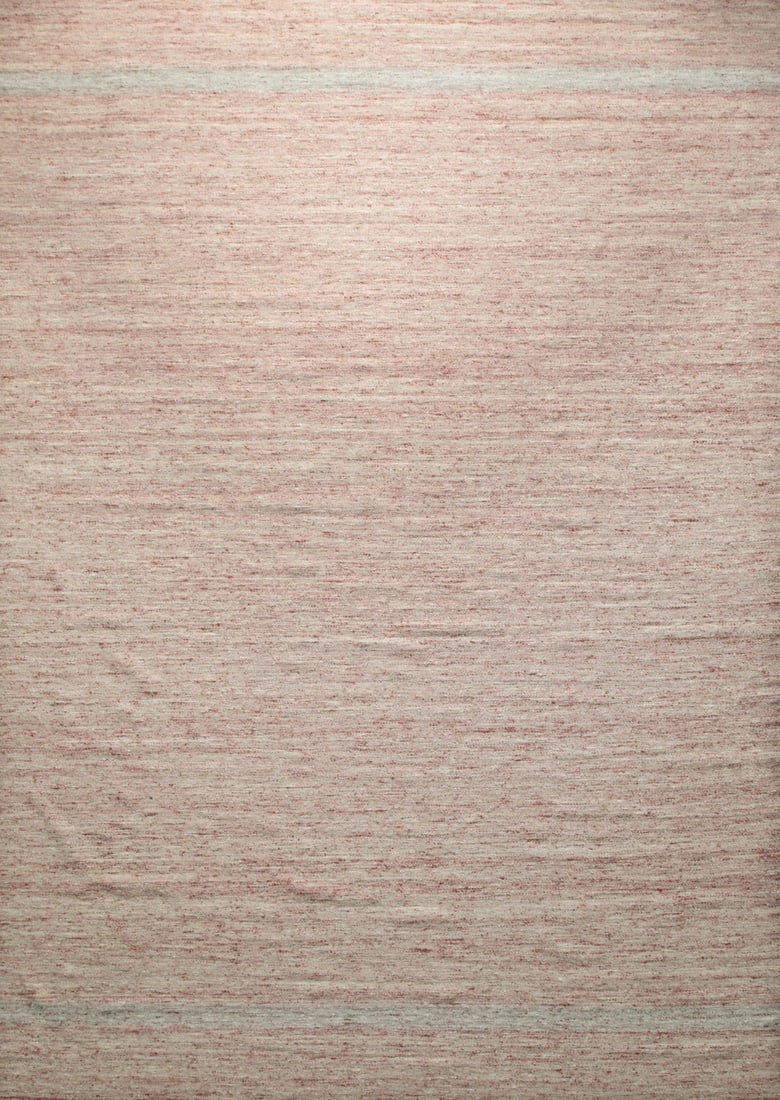 Natural Wool Flat Handwoven Area Rug 8' x 10', Pink: Natural Wool Flat area rug in pink tones, brand new, approximately 8' x 10' (96 x 120 inches, flatweave, 0.25-inch thick), a versatile 8x10 size. A pink flatweave wool rug at 10x14 one of the few larg