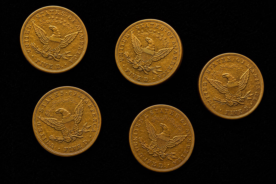 5-Coin Premium $5 Gold Half Eagle Collection: This lot features a curated 5-coin Premium $5 Gold Half Eagle collection selected for strong overall eye appeal, originality, and premium collector presentation. An attractive group of historic United
