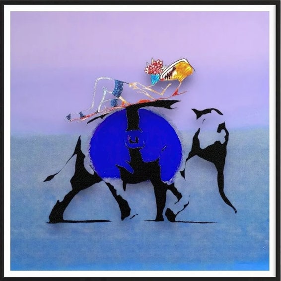 Fenzolini – ELEPHANT RIDE – iFusionism of Tom Wesselmann and Banksy – Limited Edition of 150: ELEPHANT RIDE by Fenzolini is offered as a signed and individually numbered fine art edition, strictly limited to 150 examples.Each work is accompanied by a Certificate of Authenticity signed by the a