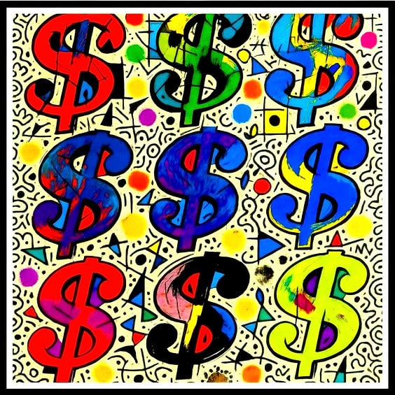 Fenzolini – HARI MIRI DOLLARS – iFusionism of Warhol, Haring and Miró - Limited Edition of 150: HARI MIRI DOLLARS by Fenzolini is offered as a signed and individually numbered fine art edition, strictly limited to 150 examples.Each work is accompanied by a Certificate of Authenticity signed by t