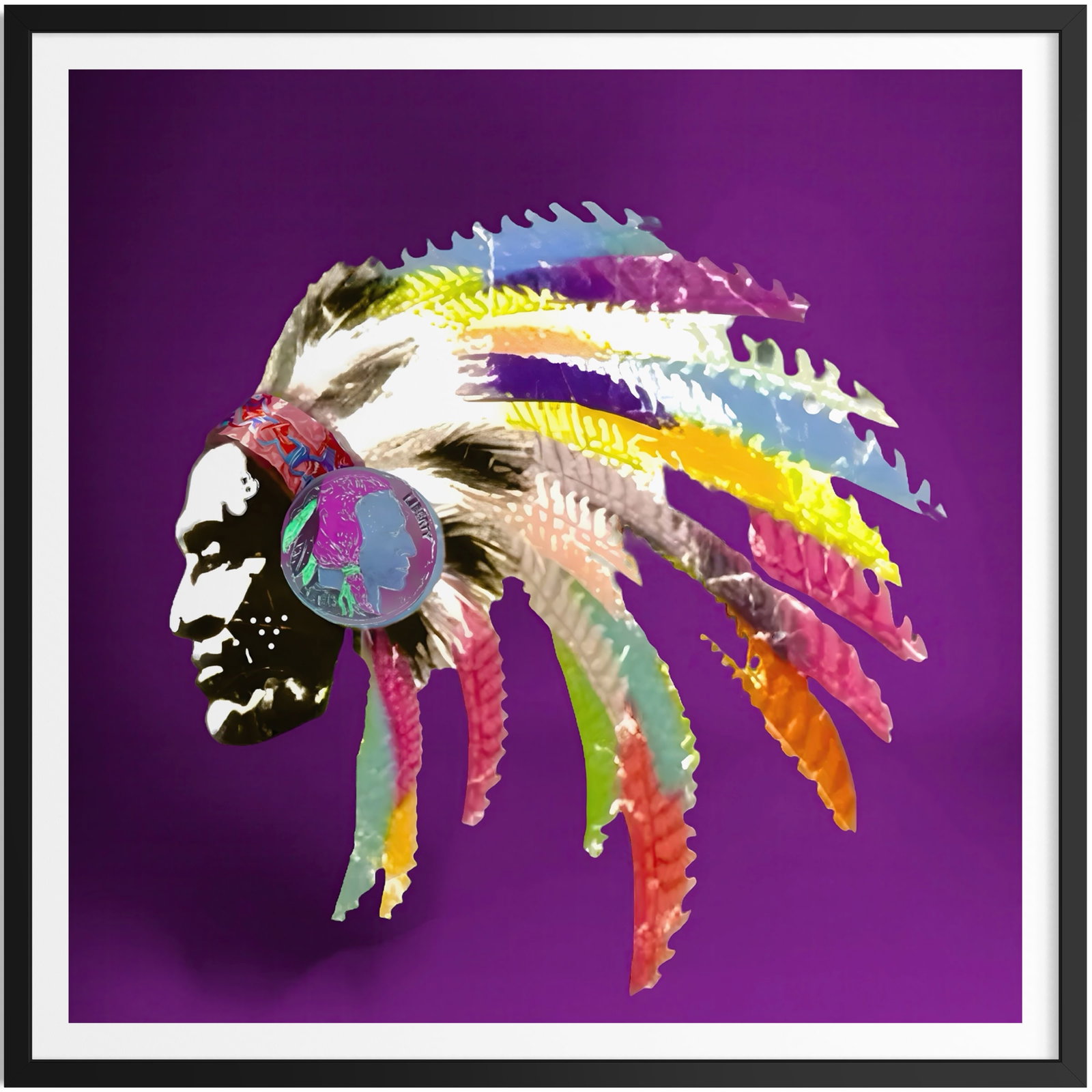 Fenzolini – TRIBAL PRIDE PURPLE – iFusionism of Warhol’s “Nickel” - Limited Edition of: TRIBAL PRIDE by Fenzolini is offered as a signed and individually numbered fine art edition, strictly limited to 150 examples.Each work is accompanied by a Certificate of Authenticity signed by the ar