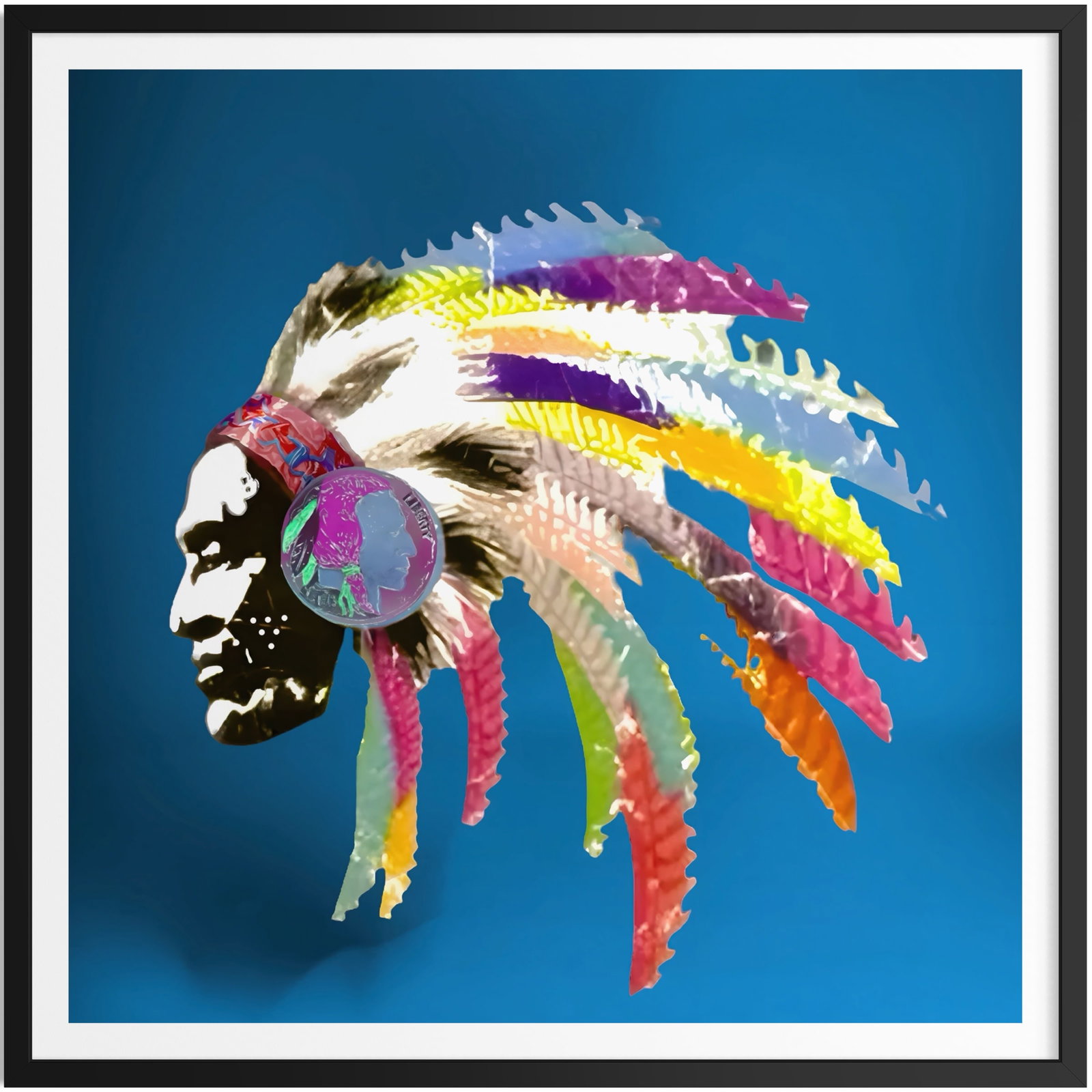 Fenzolini – TRIBAL PRIDE GLOW BLUE – iFusionism of Warhol’s shield - Limited Edition of 150: TRIBAL PRIDE by Fenzolini is offered as a signed and individually numbered fine art edition, strictly limited to 150 examples.Each work is accompanied by a Certificate of Authenticity signed by the ar