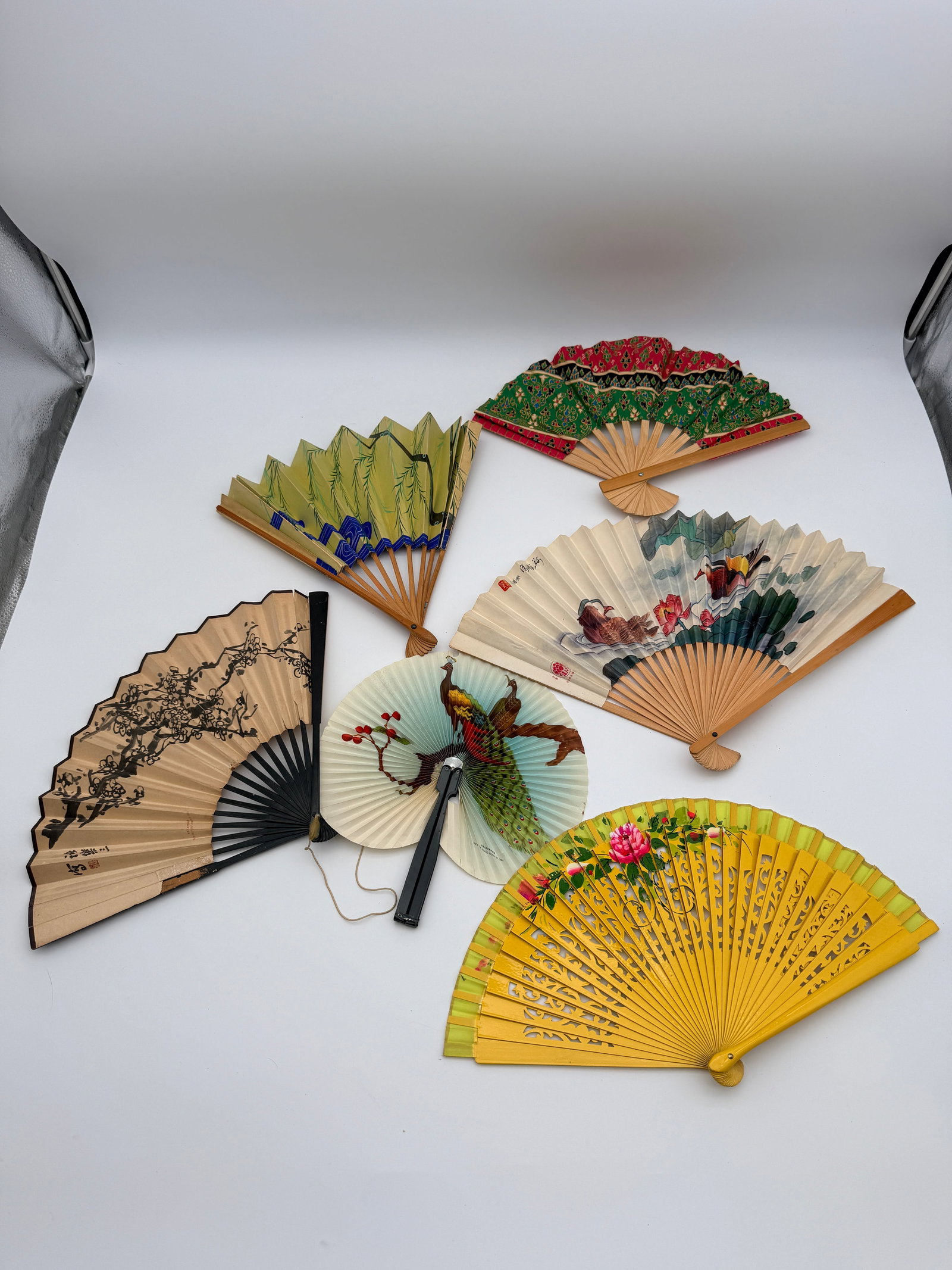 Vintage Asian Folding Fan Collection Lot (1 of 6)