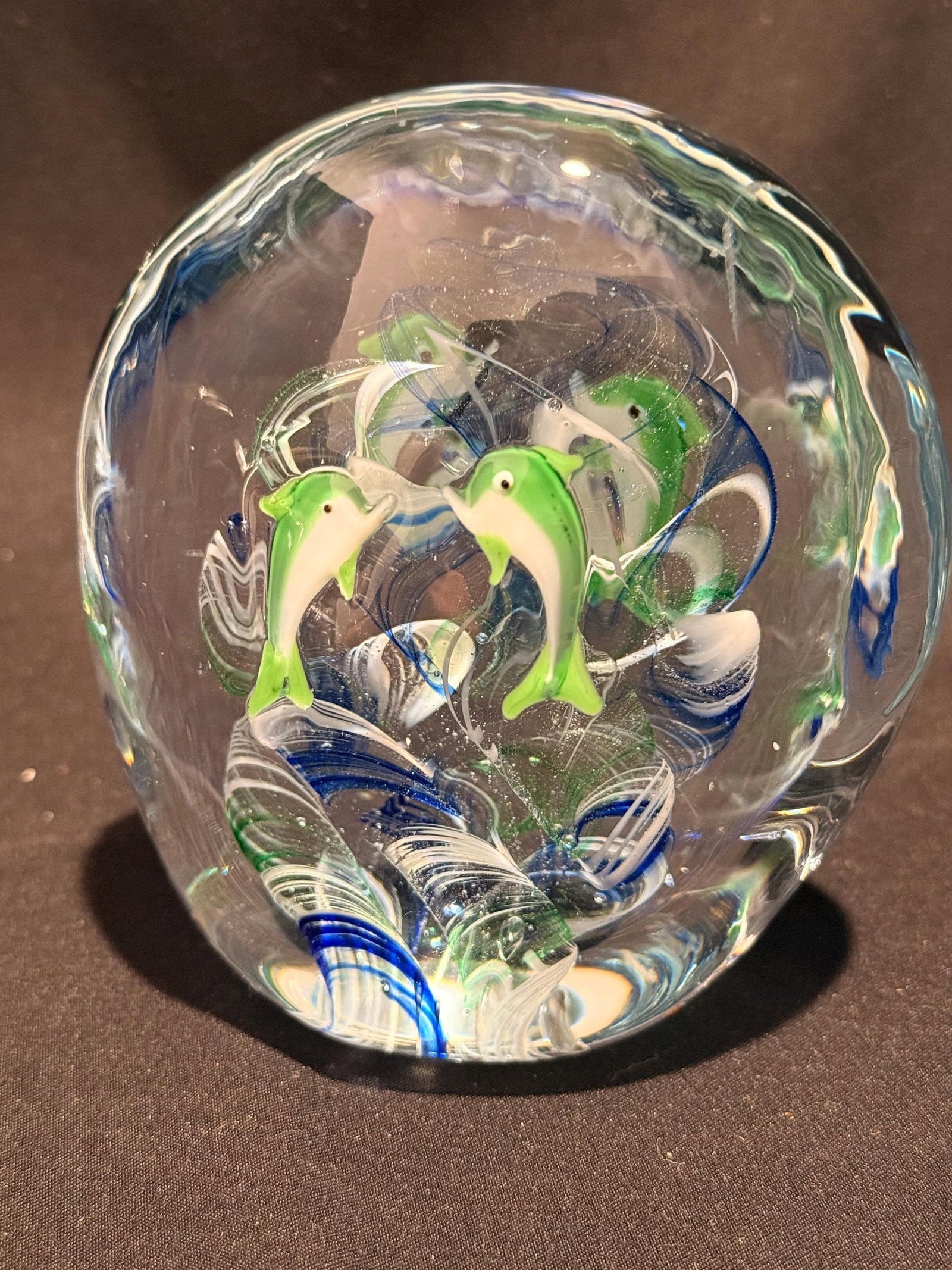 Art Glass Dolphin Paperweight (1 of 7)