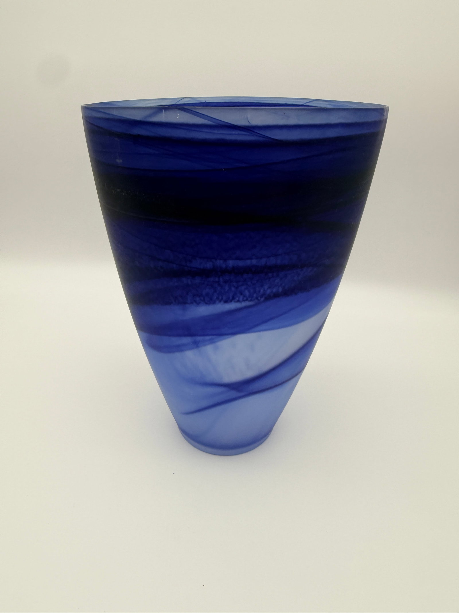 Vintage Blue Satin Art Glass Vase (1 of 9)