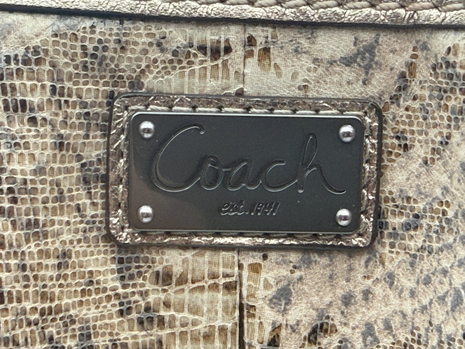 Vintage Coach Python Print Satchel - 2
