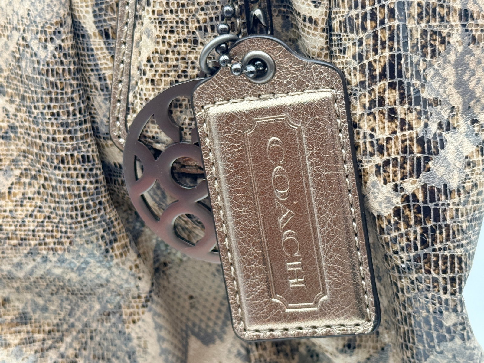 Vintage Coach Python Print Satchel - 3