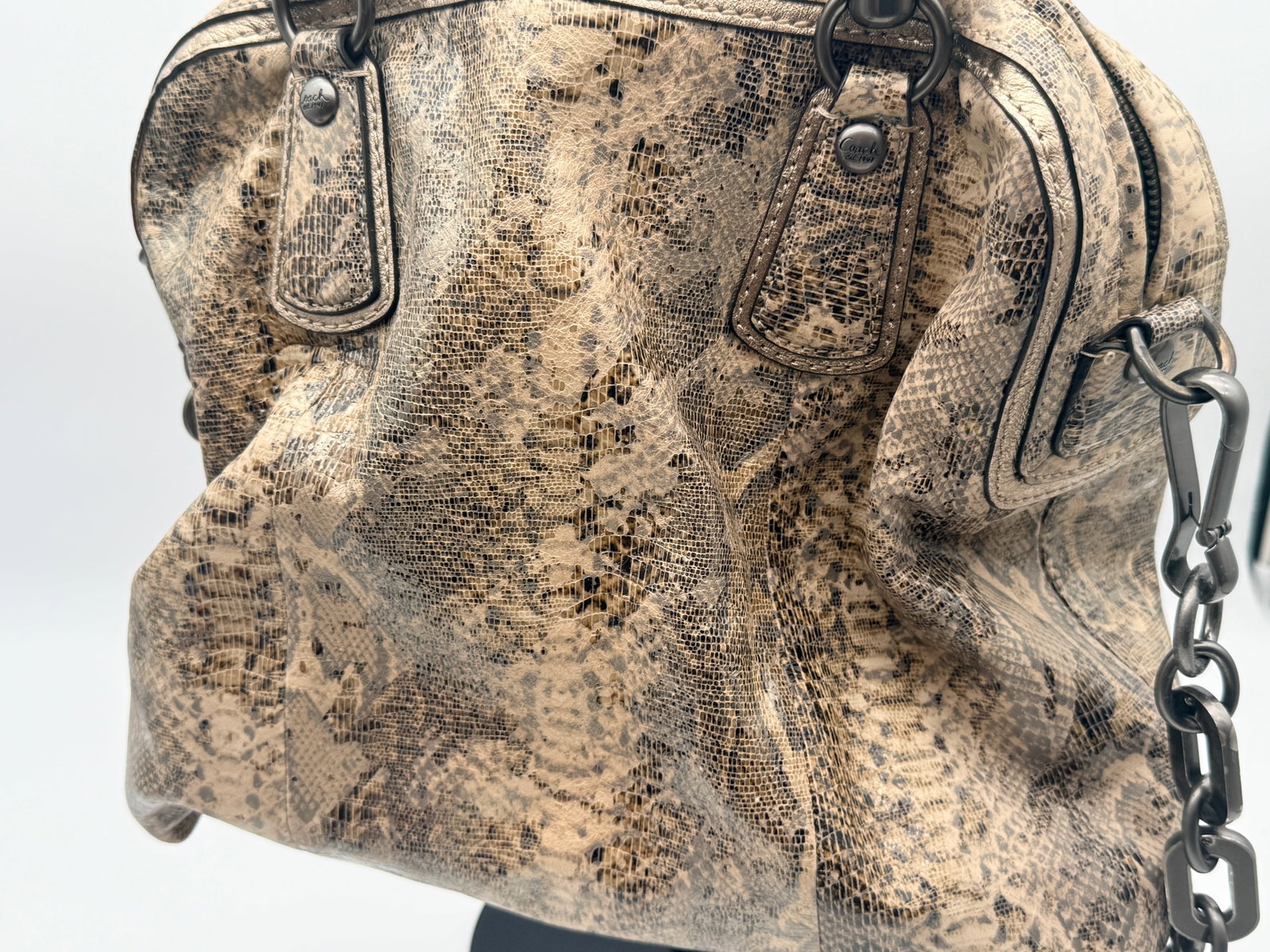 Vintage Coach Python Print Satchel - 6
