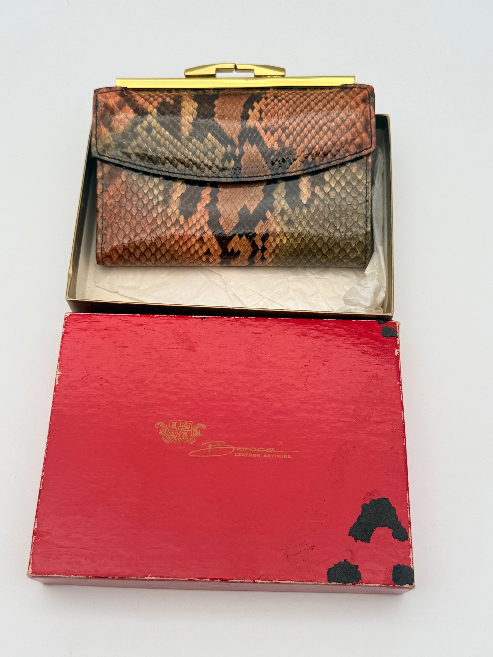 Vintage Bosca Python Clutch Purse - 5