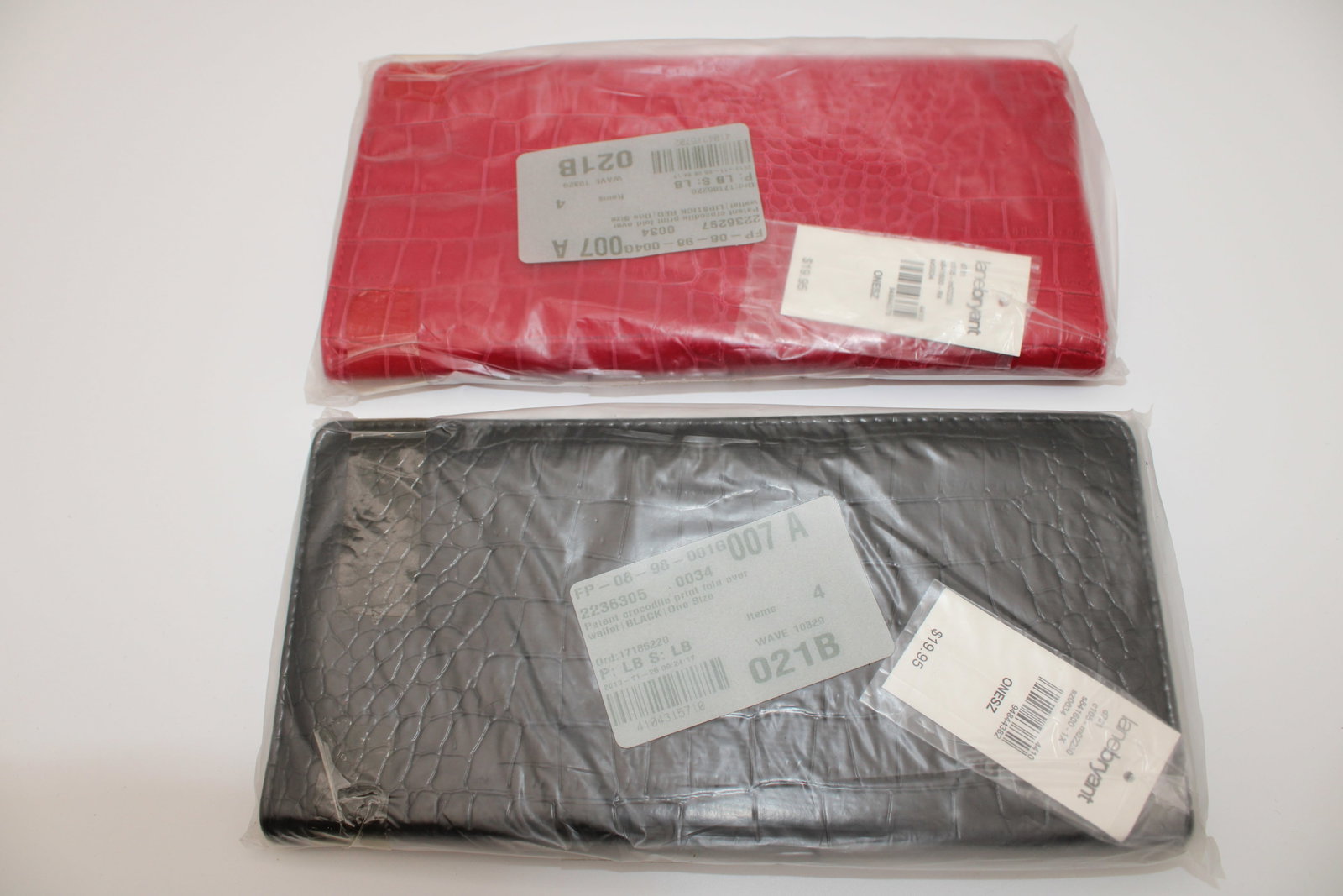 Lane Bryant Crocodile Print Foldover Wallet, Set of 2 - NEW: Both are sealed. 1 Red, 1 Black - Each is 10" x 5"