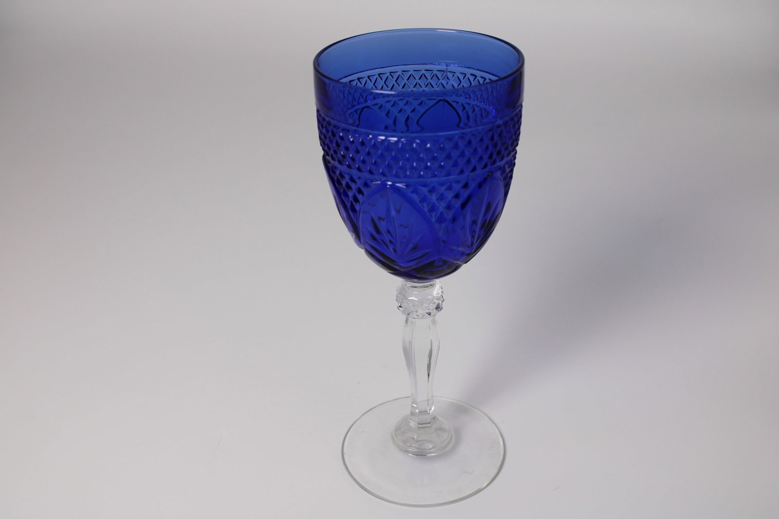 Cobalt Blue Cut Glass Goblet (1 of 4)