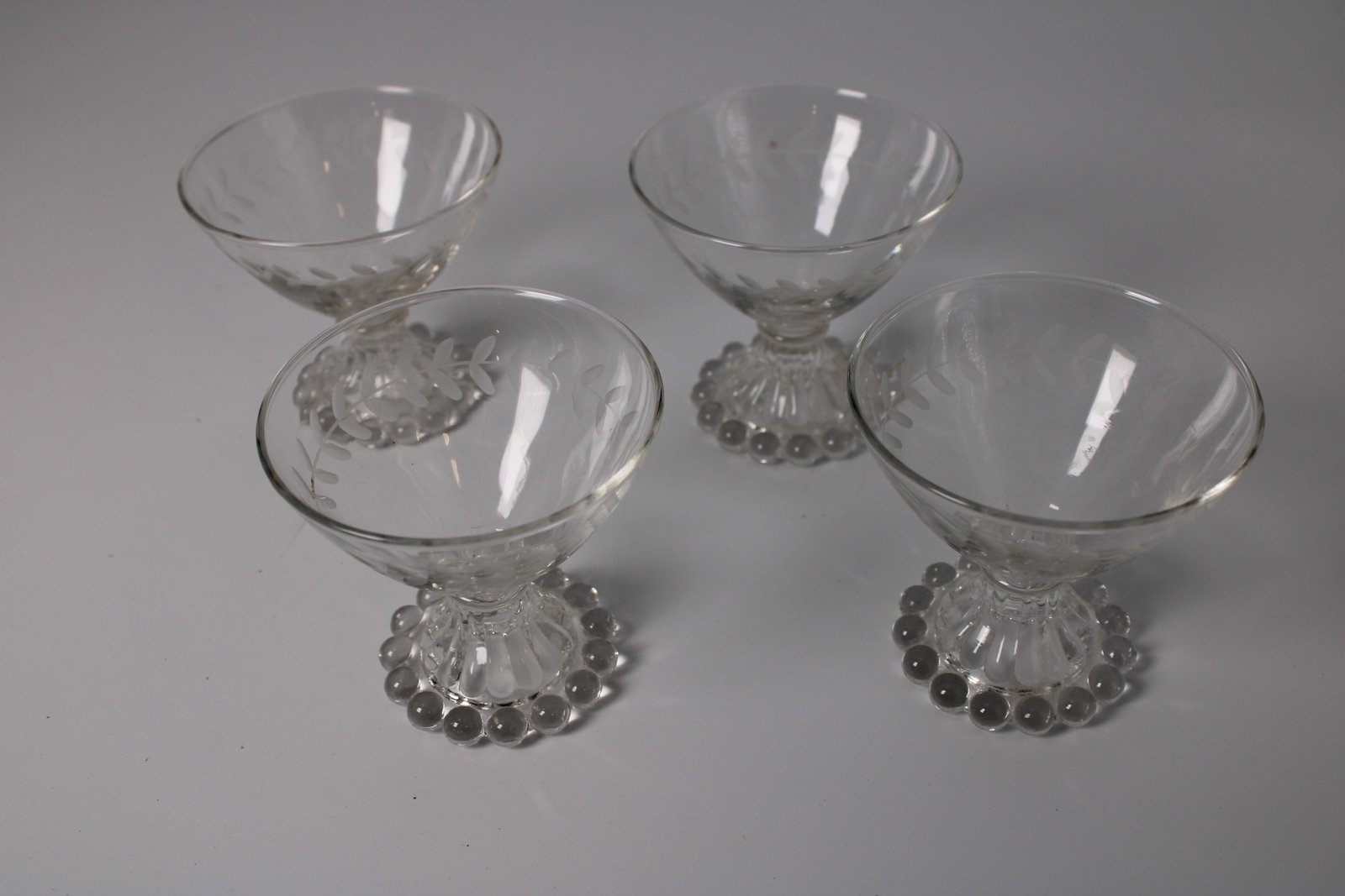 Set of 4 Etched Glass Footed Dessert Cups (1 of 4)