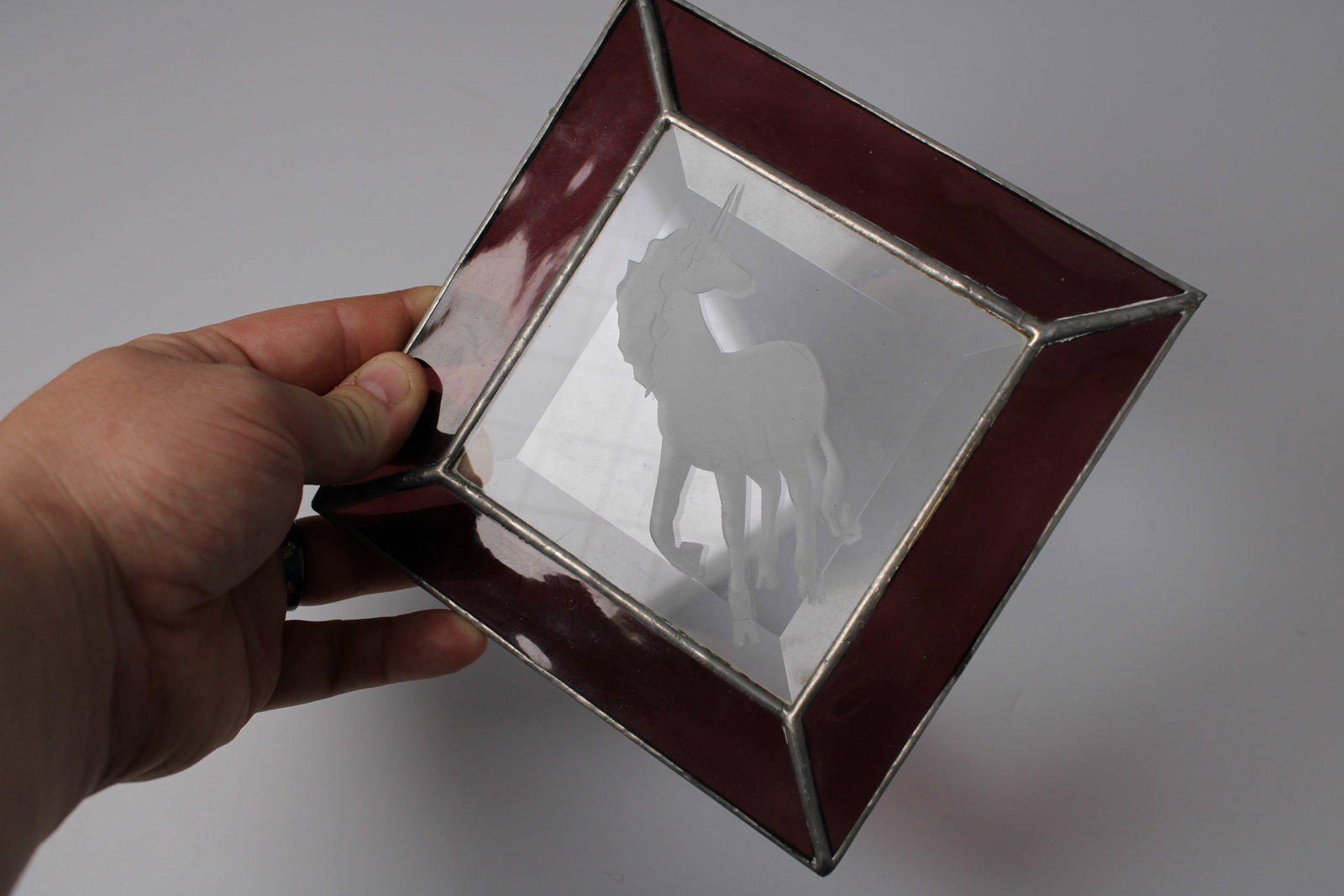 Stained Glass Etched Unicorn Suncatcher (1 of 3)