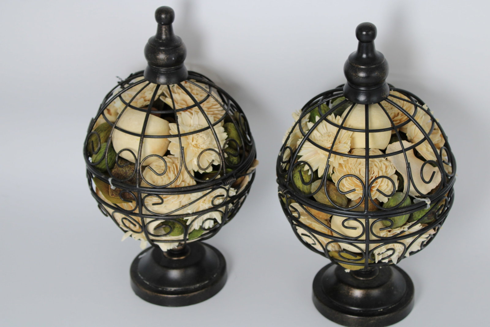 Pair of Metal Potpourri Display Globes (1 of 4)