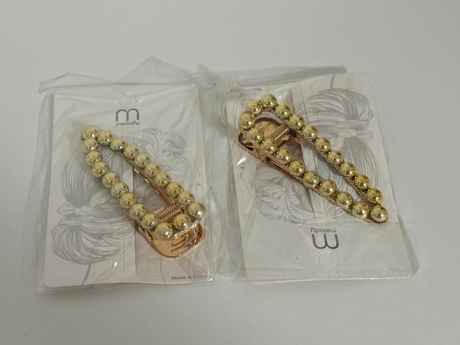 Gold Tone Hair Clip Pair (1 of 1)
