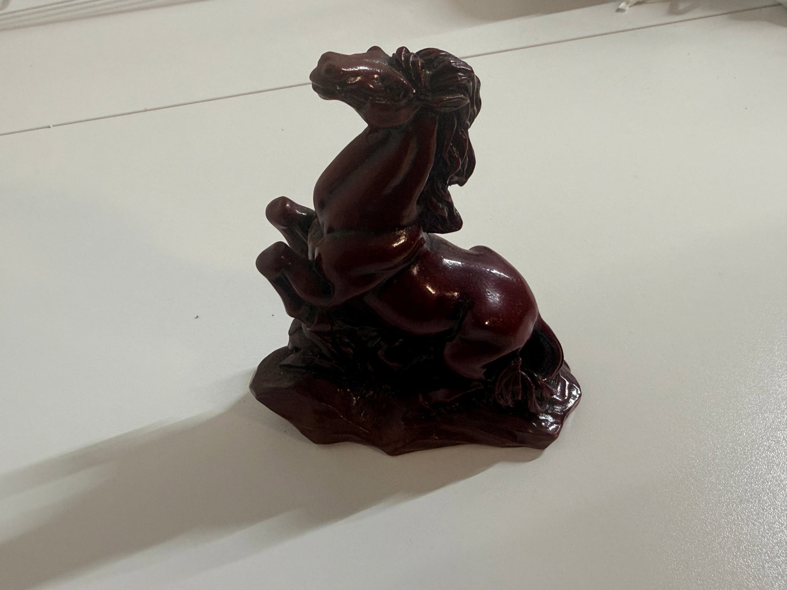 Small Chinese Horse Figurine Red Lacquer Resin (1 of 4)