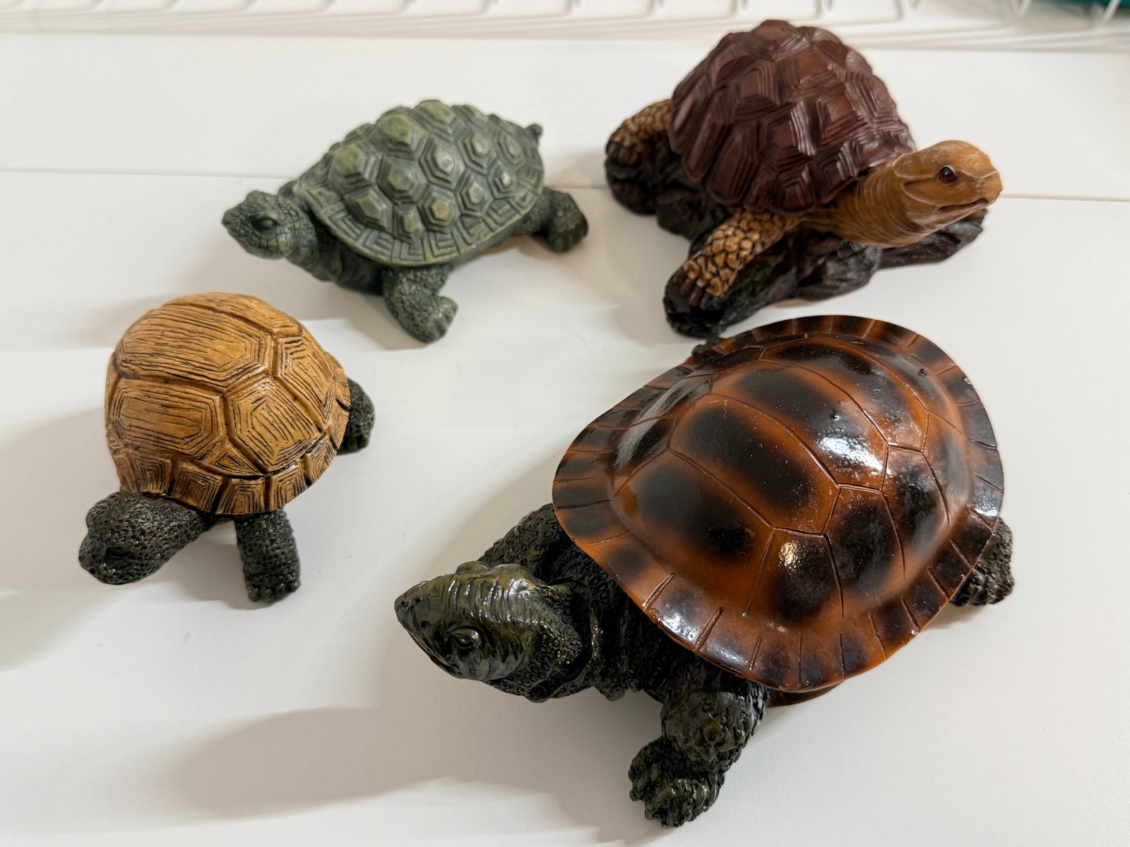 Set of 4 Decorative Turtles: Mixed materials, vintage local shop purchases