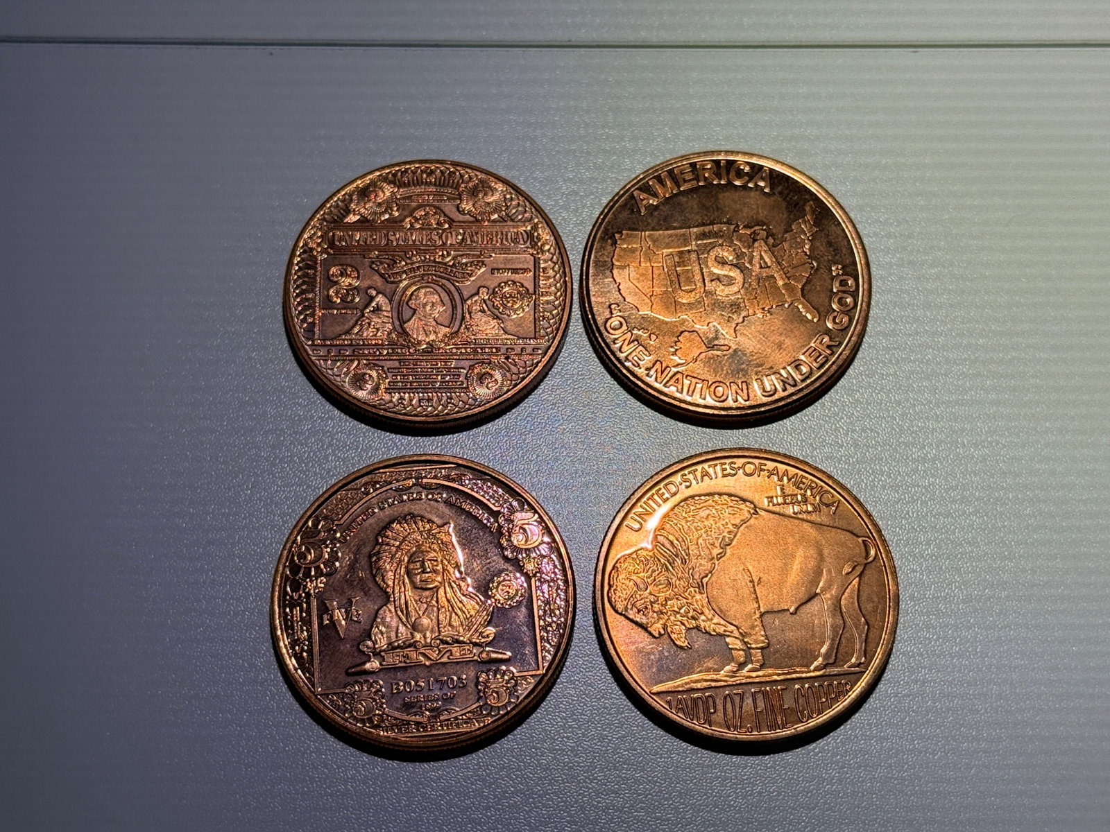 USA 4-Pack 1oz .999 Fine Copper Bullion Rounds (1 of 2)
