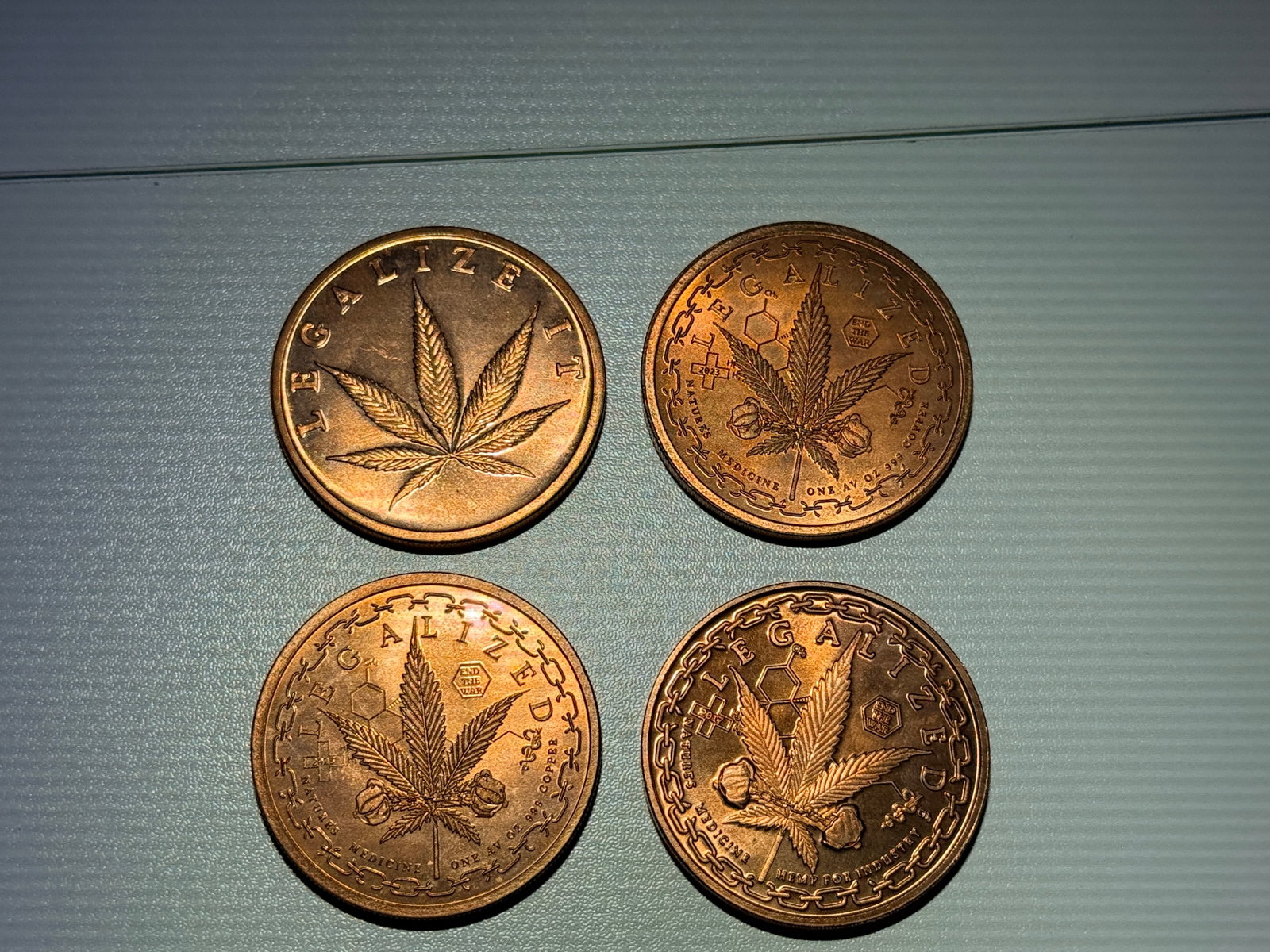 "Legalize it" 4-Pack 1oz .999 Fine Copper Bullion Rounds (1 of 2)