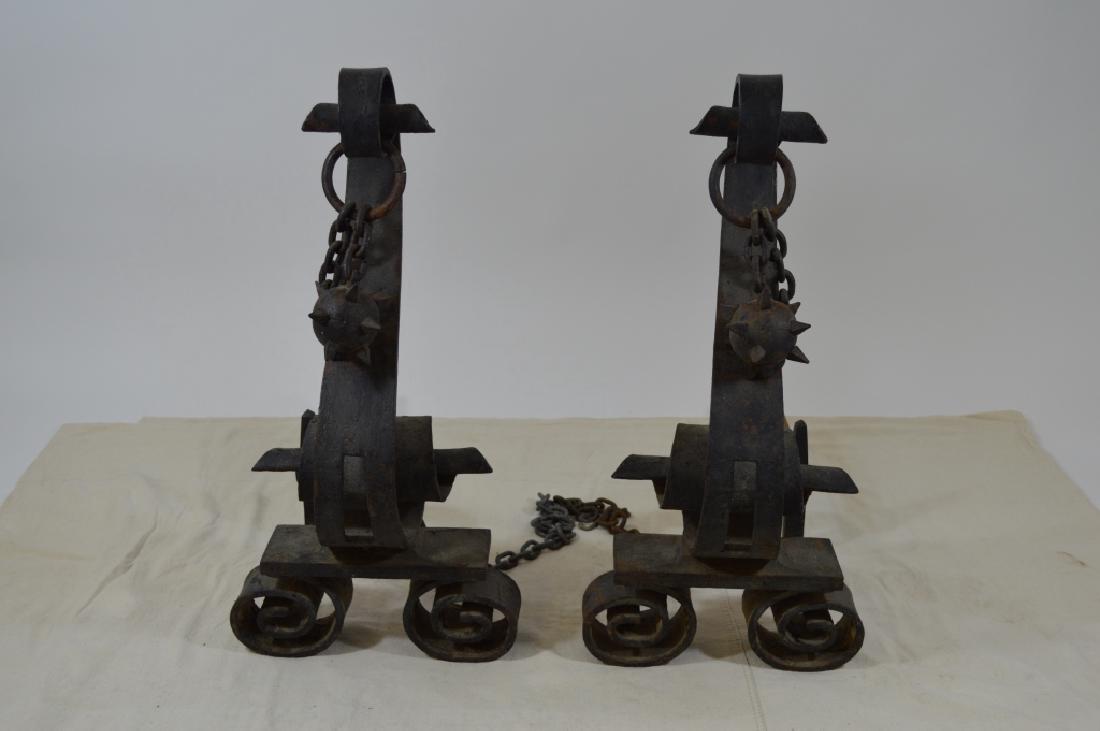 Massive Pair of Hand Forged Andirons (1 of 1)