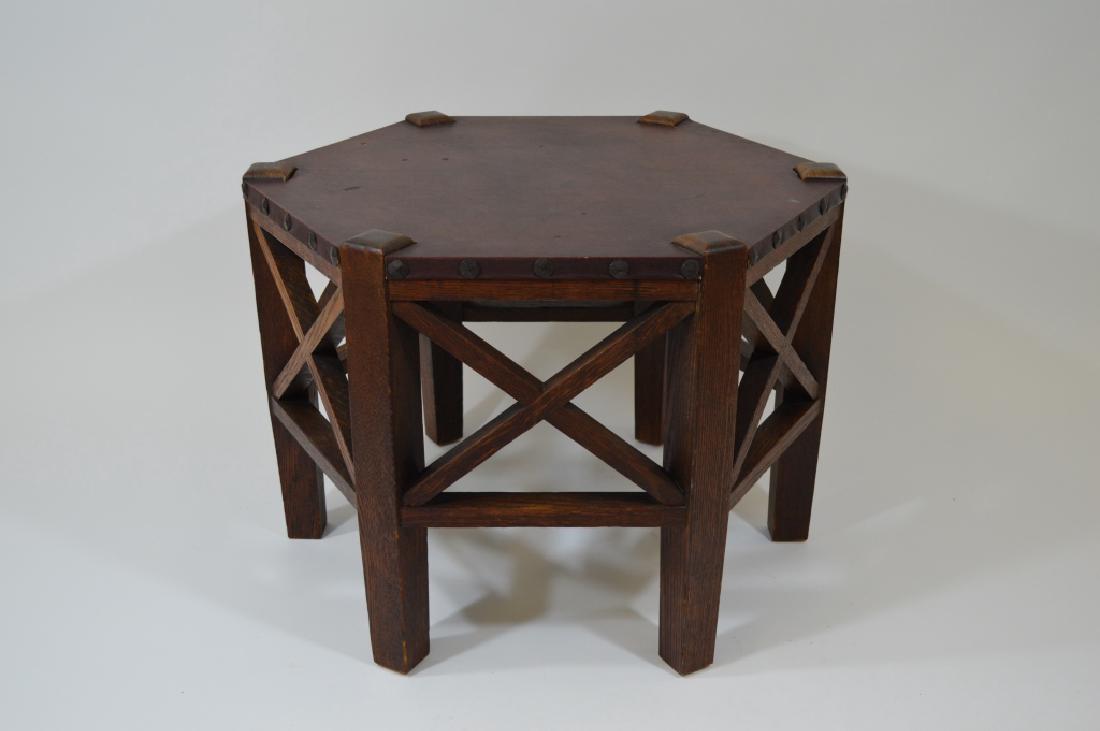 Mission Oak Hectagonal Stand (1 of 2)