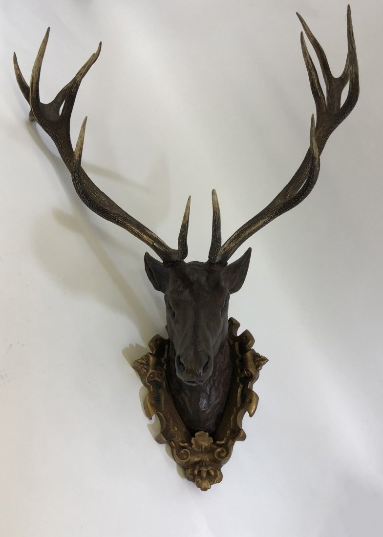 Black Forest Style Paper Mache Stag w/ Elk Antlers (1 of 4)
