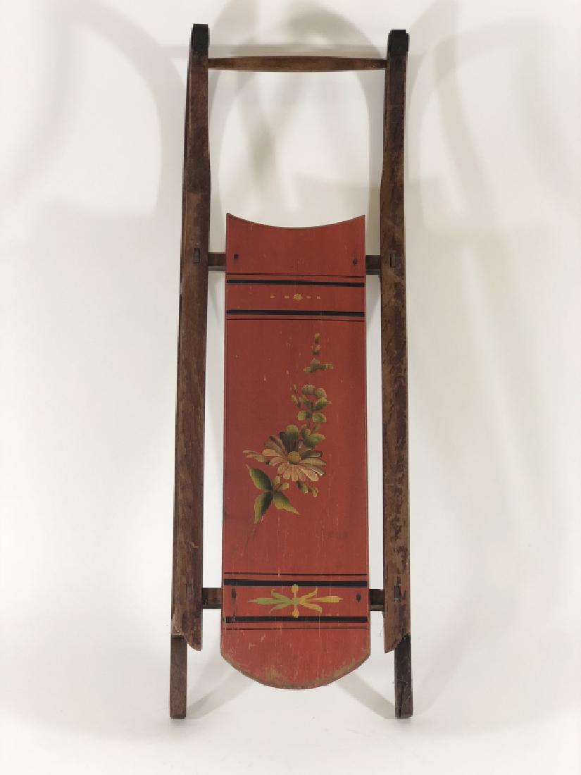 Early Country Wooden Runner Sled with Red Seat (1 of 3)