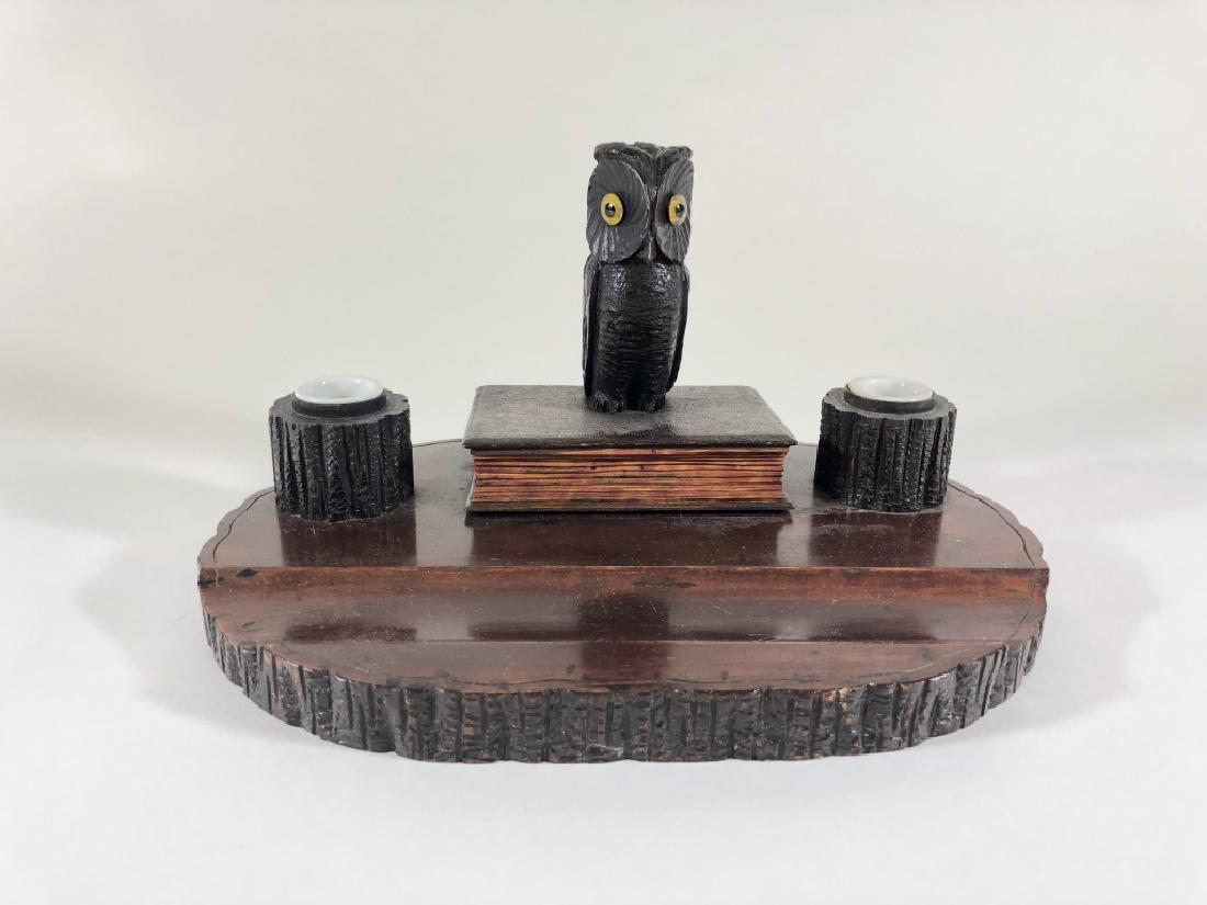 Black Forest Style Owl Ink Well Desk Set (1 of 2)