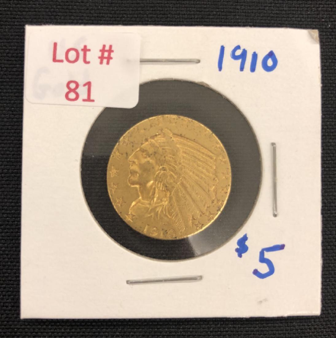 1910 U.S. Gold $5 Coin (1 of 2)